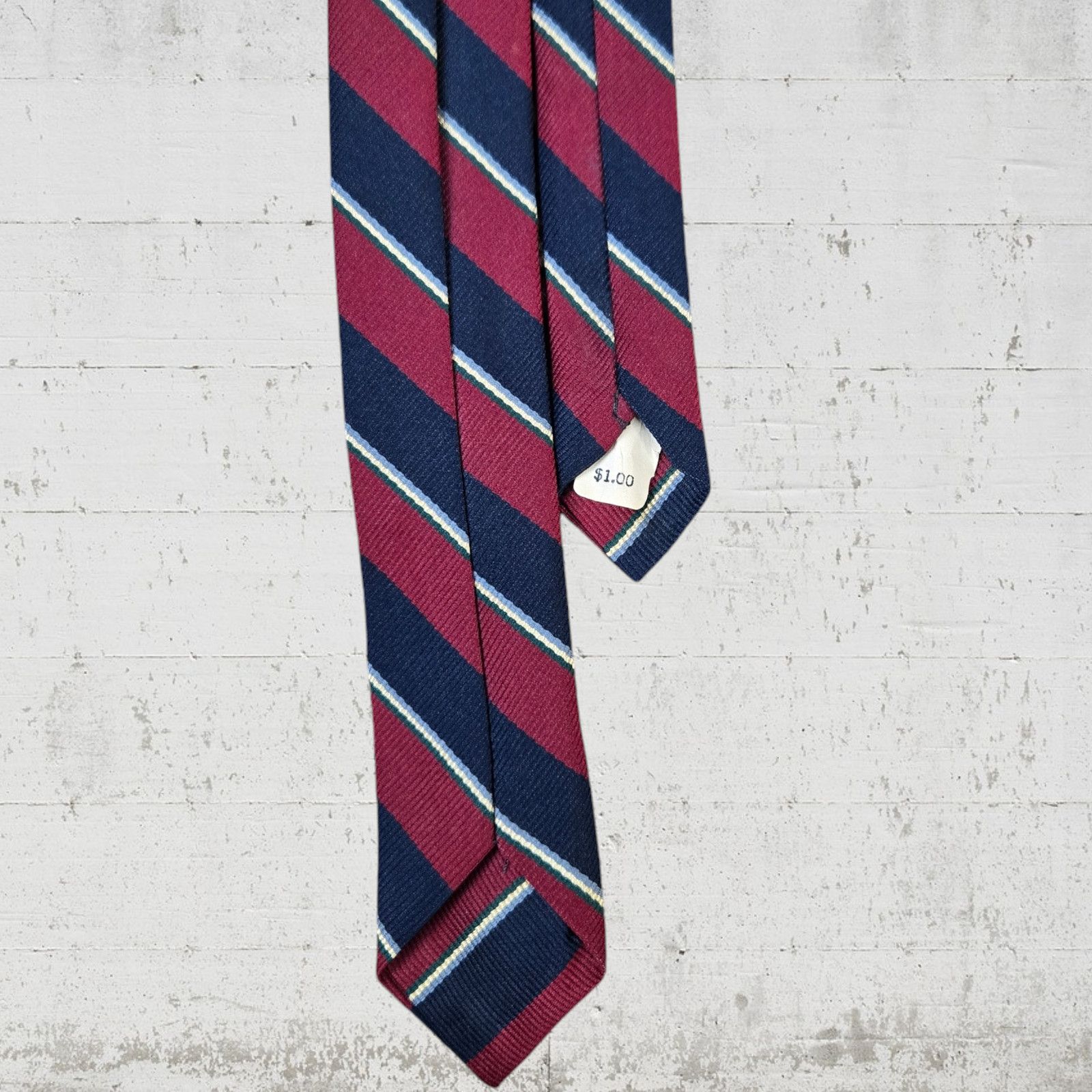 Vintage Vintage Burgundy Navy Diagonal Striped Thin Neck Tie Size ONE SIZE - 4 Thumbnail