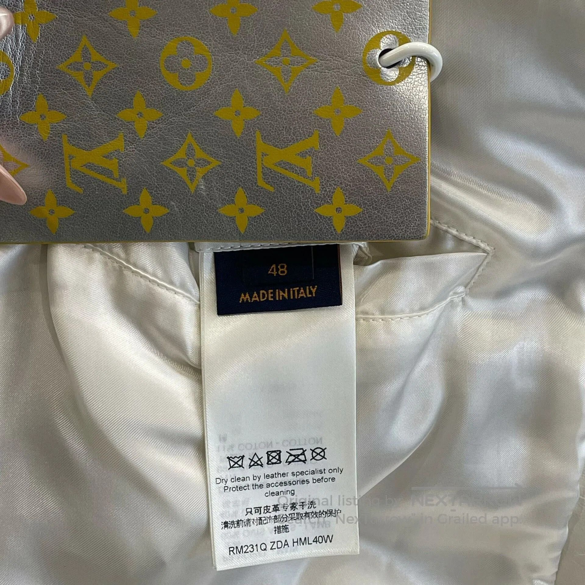 Louis Vuitton white logo lambskin leather jacket for men. Size US L / EU 52-54 / 3 - 6 Thumbnail