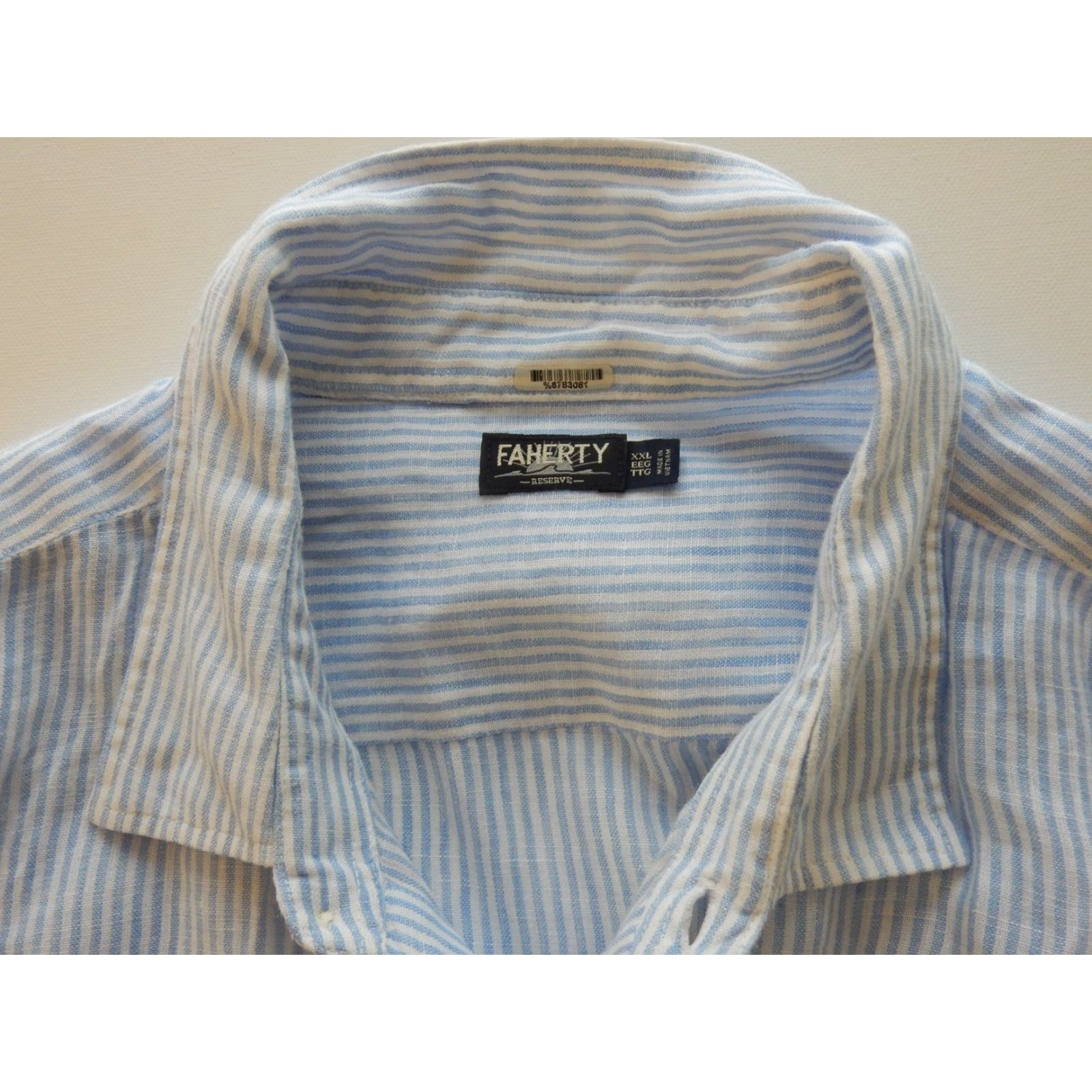 Faherty Faherty Shirt Button-Front Linen Stripe Long Sleeve Men XXL Blue Size US XXL / EU 58 / 5 - 3 Thumbnail