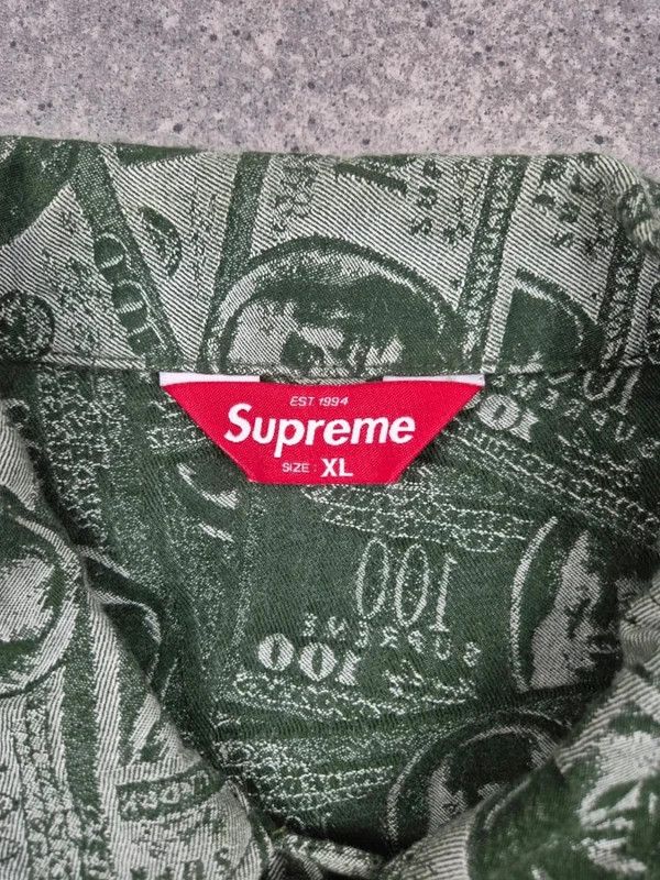 Supreme Supreme Men's Green 100 Dollar Bill Denim Trucker Jacket XL Size US XL / EU 56 / 4 - 4 Thumbnail