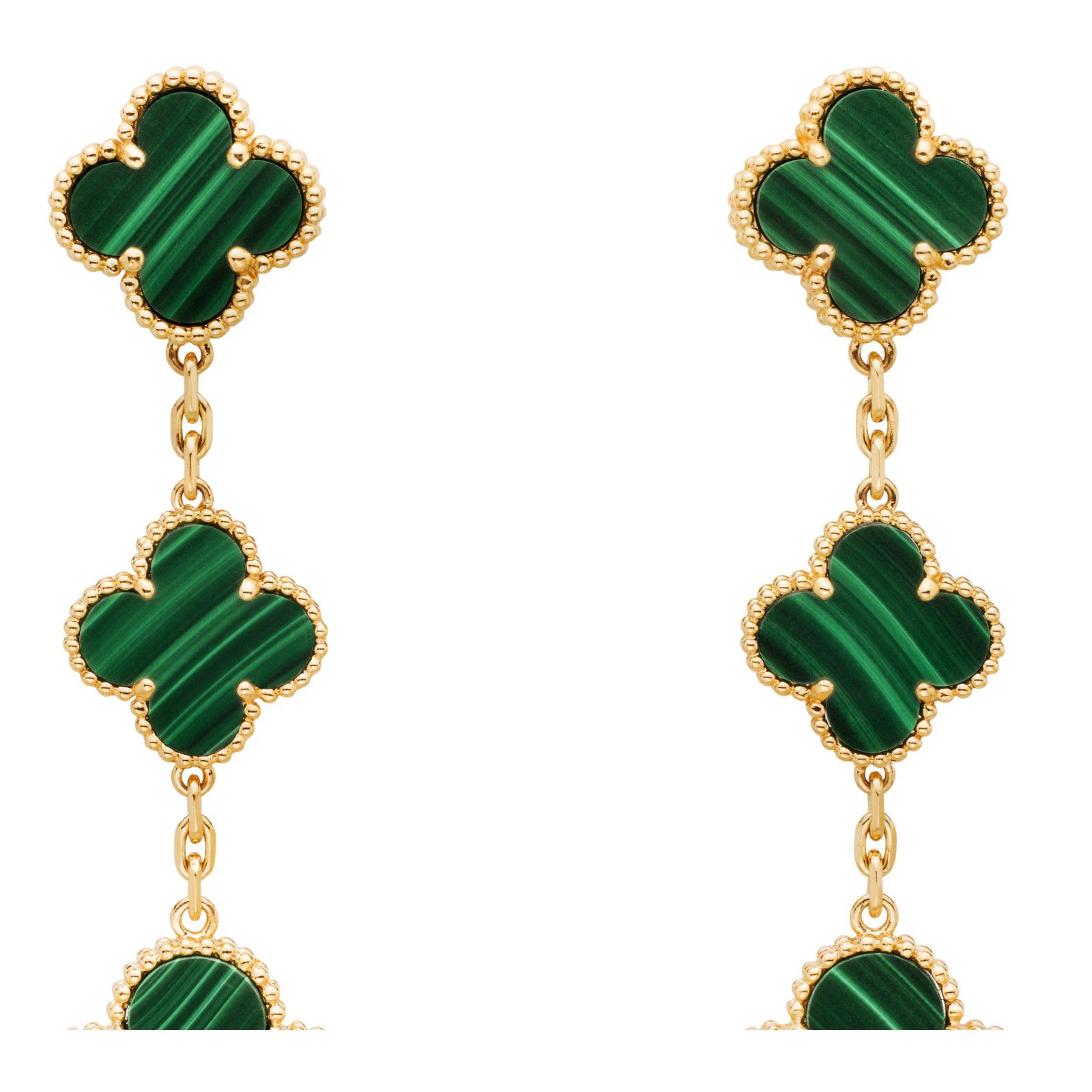 Van Cleef & Arpels Van Cleef Alhambra Earrings 3 Motifs Malachite Green Gold Size ONE SIZE - 4 Thumbnail