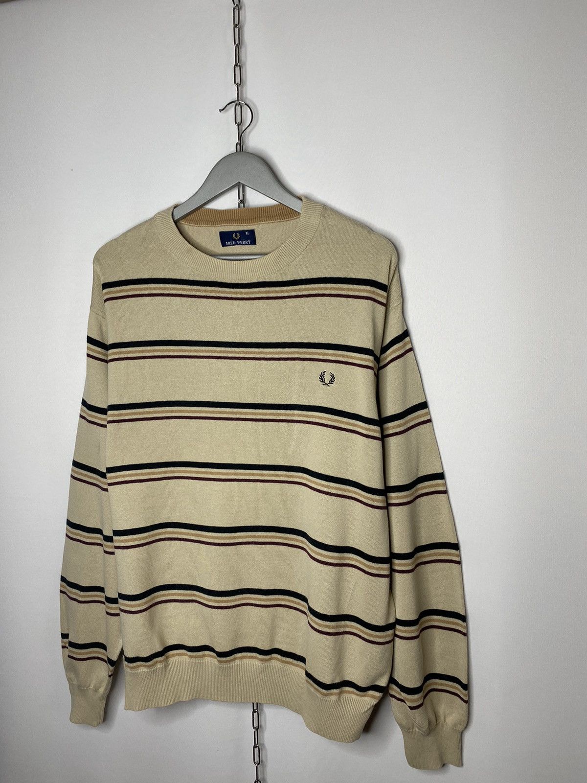 Fred Perry × Vintage ❌Vintage Fred Perry Striped Sweatshirt Pullover❌ Size US XL / EU 56 / 4 - 3 Thumbnail