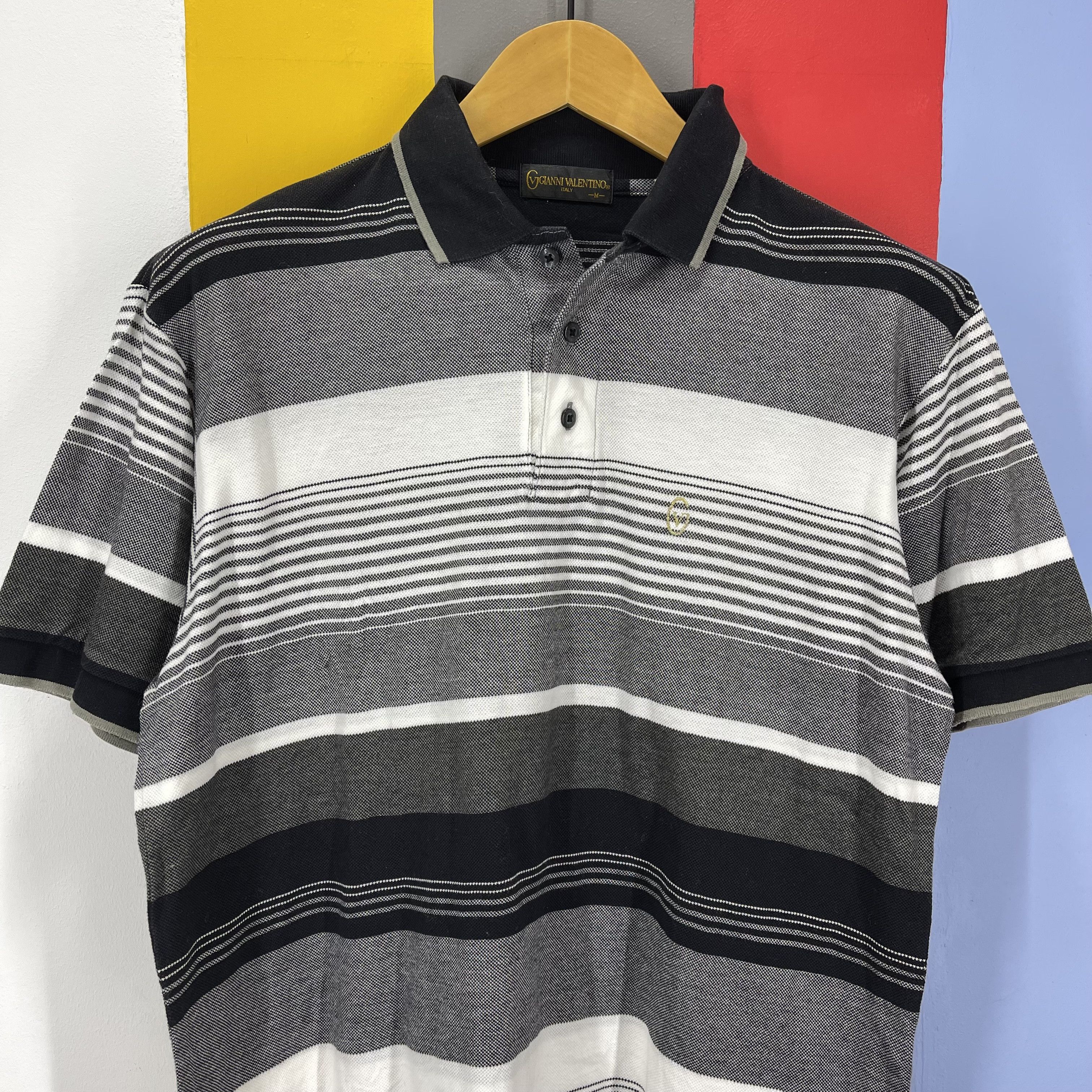 Gianni Valentino GIANNI VALENTINO Stripe Polo T Shirt #1092/AM Size US L / EU 52-54 / 3 - 2 Thumbnail