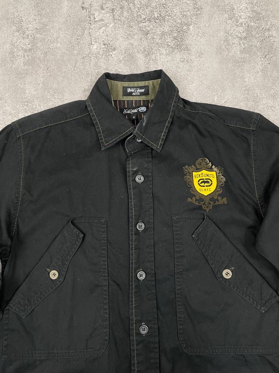 Ecko Unltd. Ecko Unltd Men Cotton Shirt Black Utility Military Style Size US M / EU 48-50 / 2 - 2 Thumbnail