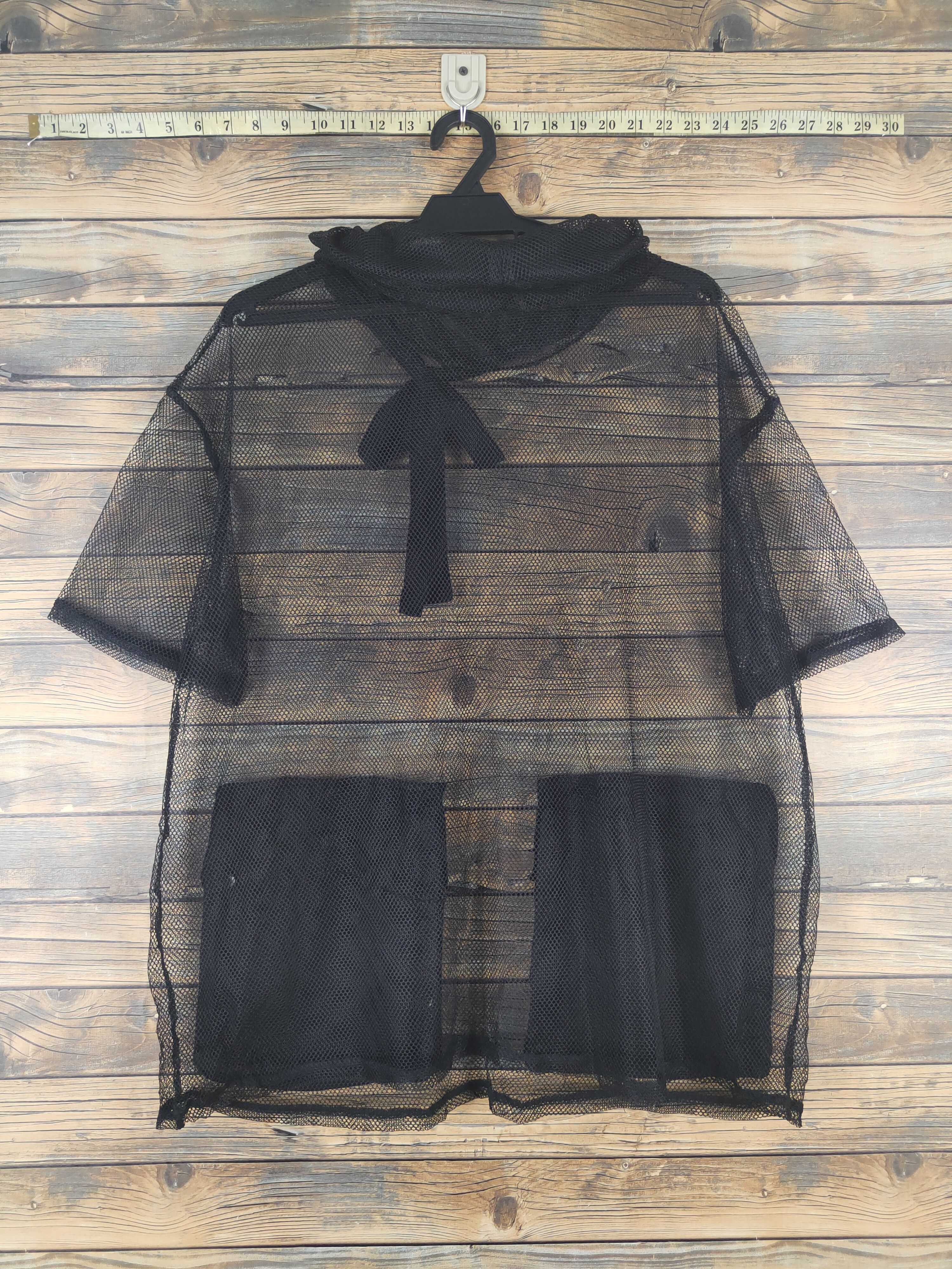 Vintage Very rare Art Black Net Transparent Short Sleeve Shirts Size US L / EU 52-54 / 3 - 7 Thumbnail