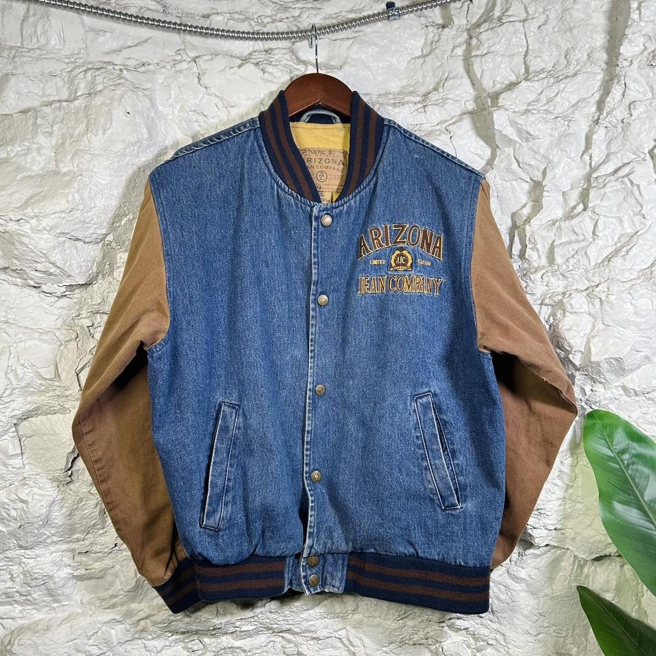 Vtg Arizona Jean Company Bomber Varsity Denim Jacket Size S