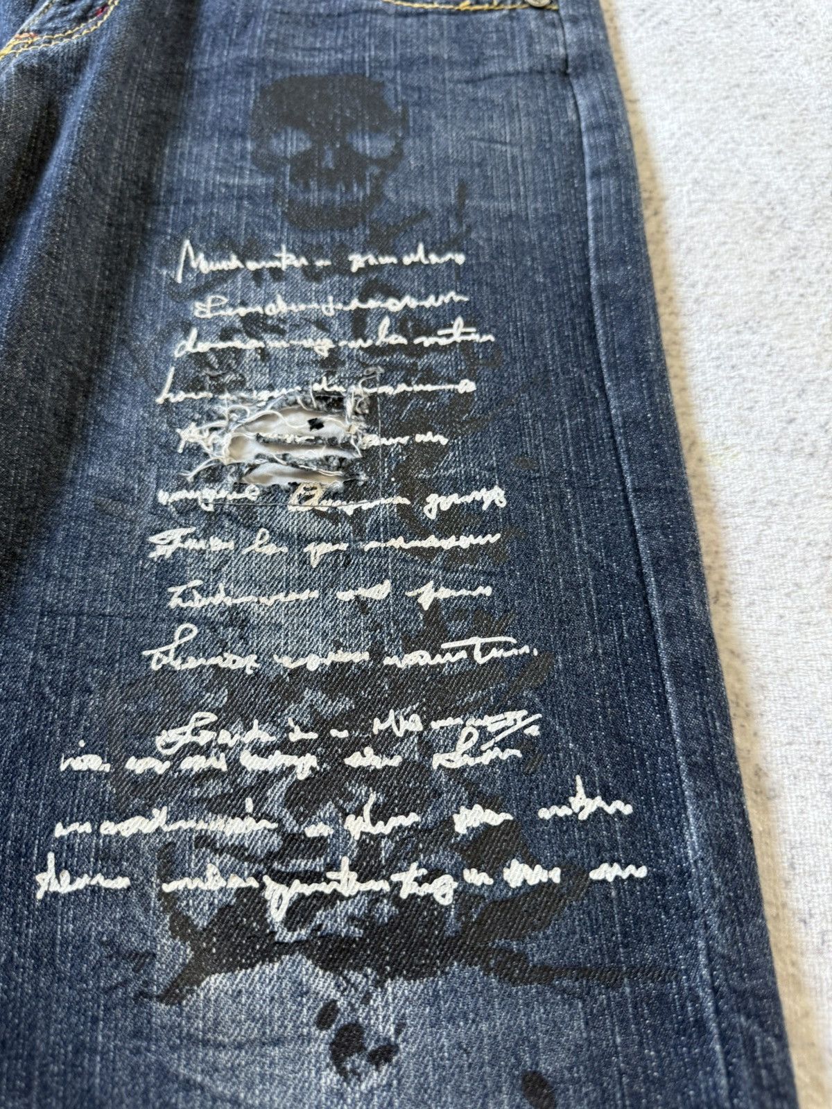 Japanese Brand Ba-Tsu Studio Japan Poems Chaotic Skull Jeans Size US 28 / EU 44 - 7 Thumbnail