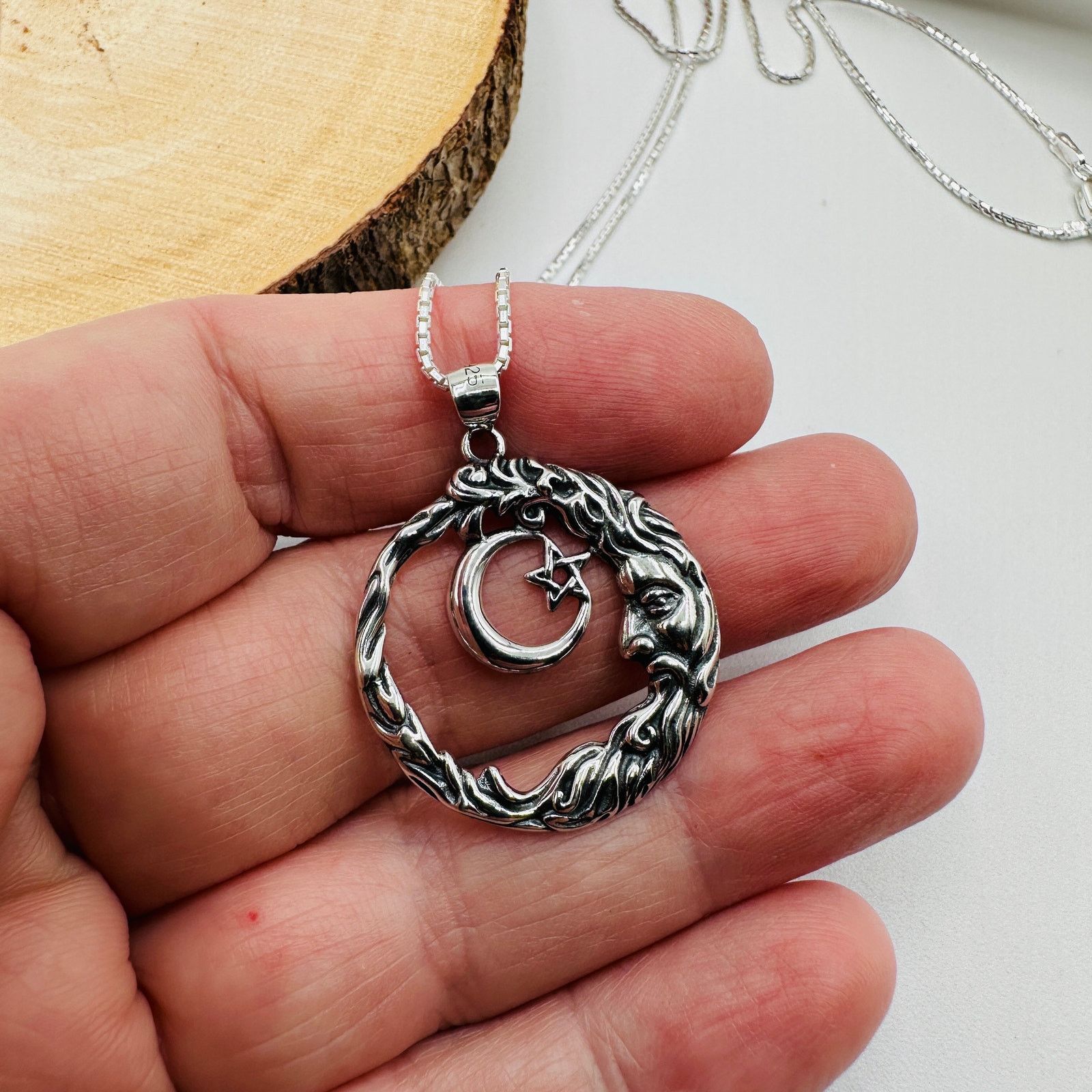 The Unbranded Brand Sterling Silver Moon Goddess Necklace-Wiccan Pagan Jewelry Size ONE SIZE - 4 Thumbnail