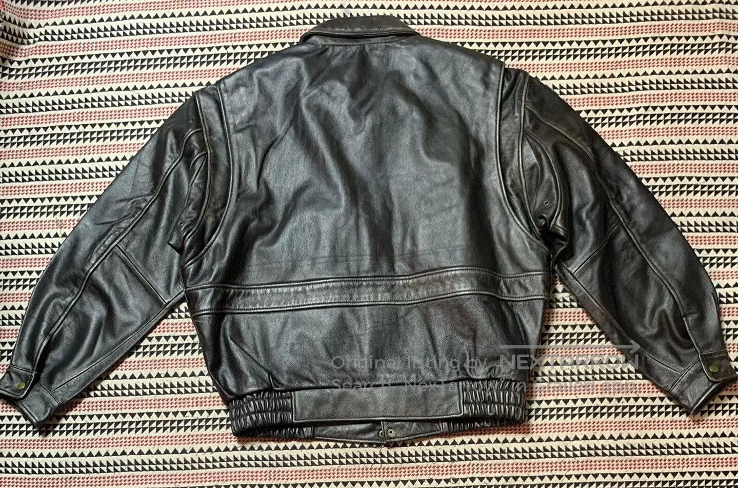 BEANPOLE black leather bomber jacket for men. Size US M / EU 48-50 / 2 - 2 Thumbnail