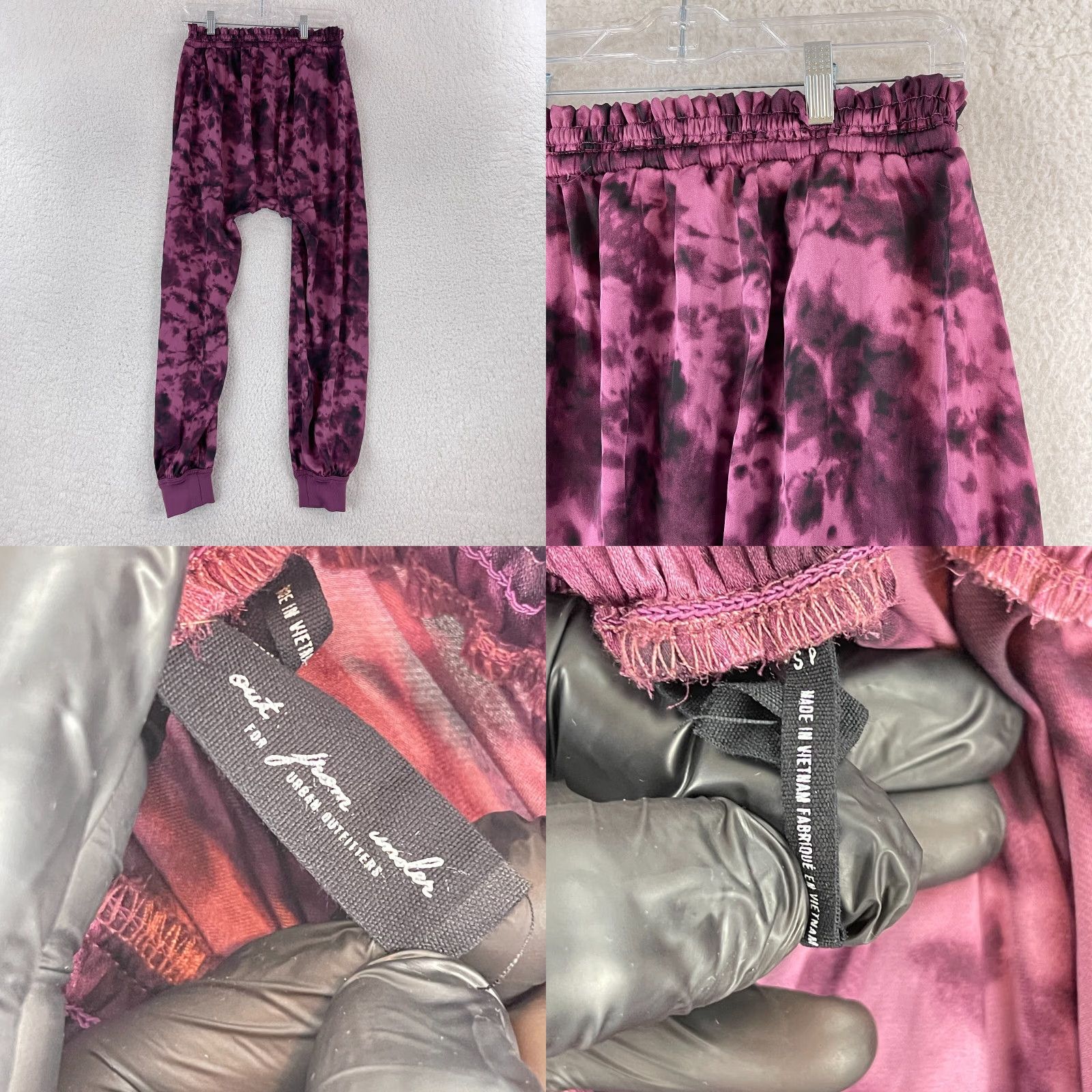 Vintage Out from Under Purple Satin Hansel Tie-Dye Jogger Pants Womens Small Pull On Size 28" / US 6 / IT 42 - 9 Thumbnail