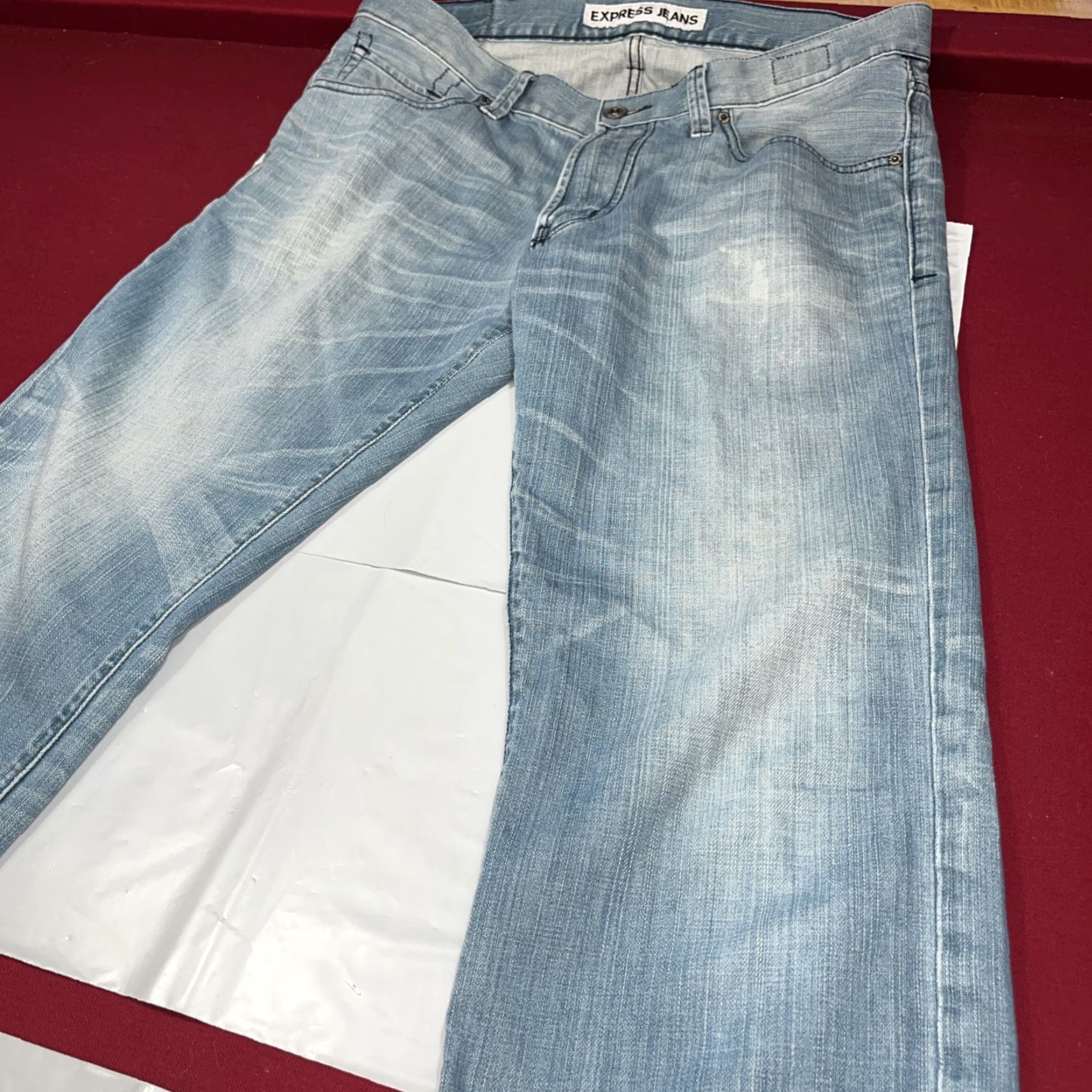 Express Express ROCCO Slim Fit Straight Jeans Men’s 34x34 Cotton Light Blue Denim 34 90s City USA Mens Regular Jeans Size US 34 / EU 50 - 2 Thumbnail