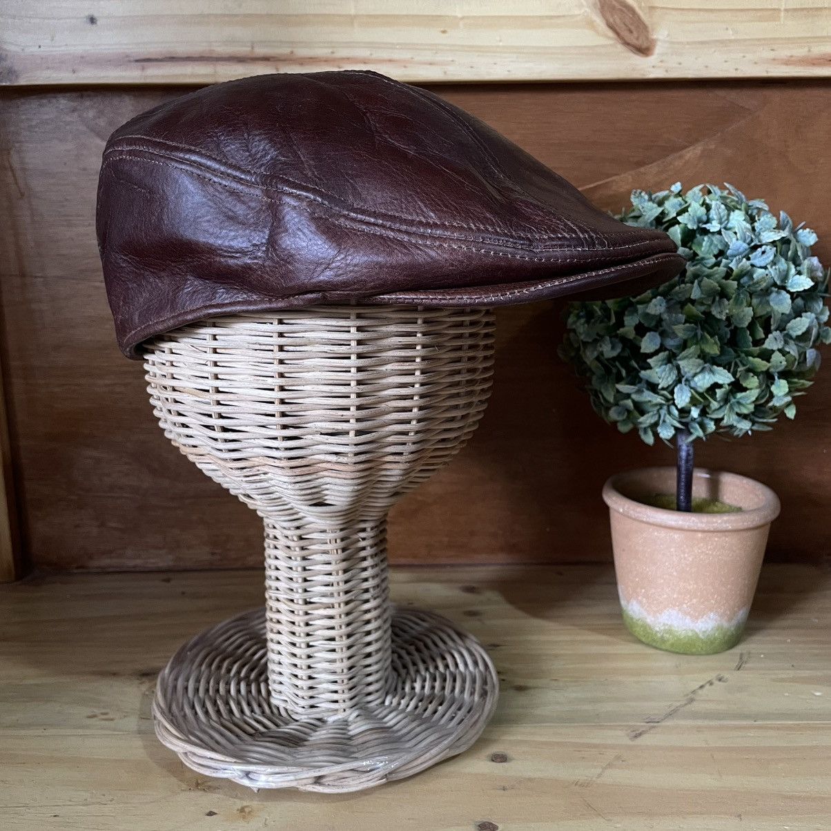 Other Vintage Ivy Gatsby Leather Flap Cap Size ONE SIZE - 4 Thumbnail