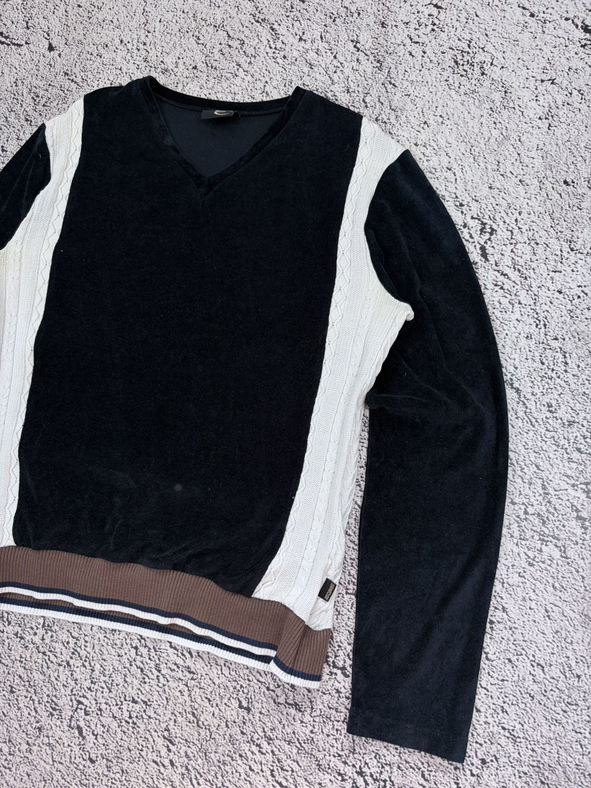 Just Cavalli ⁠Just Cavalli Y2K Archive Velour Cable Knit V-Neck Sweater L Size US L / EU 52-54 / 3 - 3 Thumbnail