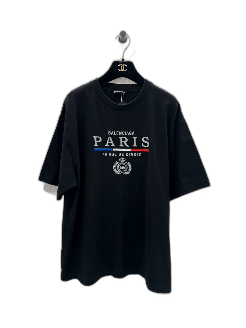 Balenciaga Balenciaga Paris Black Short Sleeve Tee Size US M / EU 48-50 / 2 - 1 Thumbnail