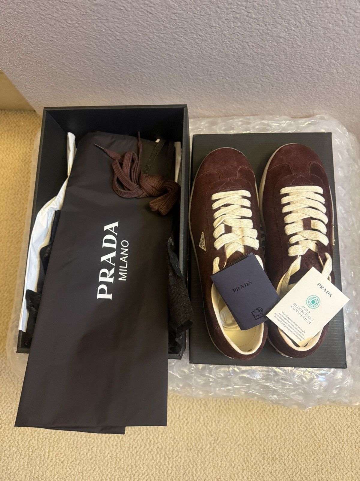 Prada Prada Downtown Maroon Sneakers Size 11 USA Size US 11 / EU 44 - 1 Thumbnail