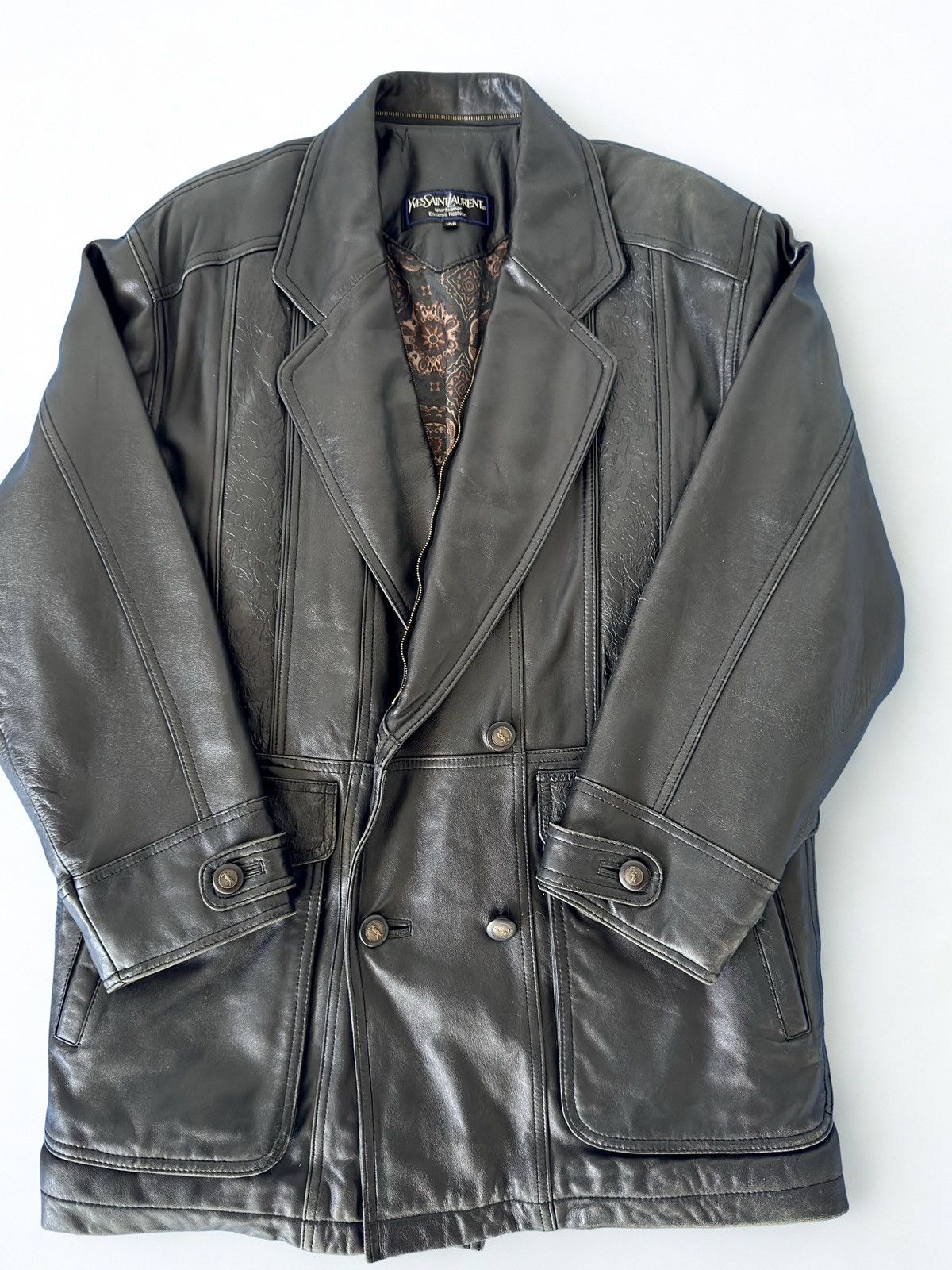 Yves Saint Laurent Vintage YSL Leather Jacket with Detachable Mink Collar Size US L / EU 52-54 / 3 - 2 Thumbnail
