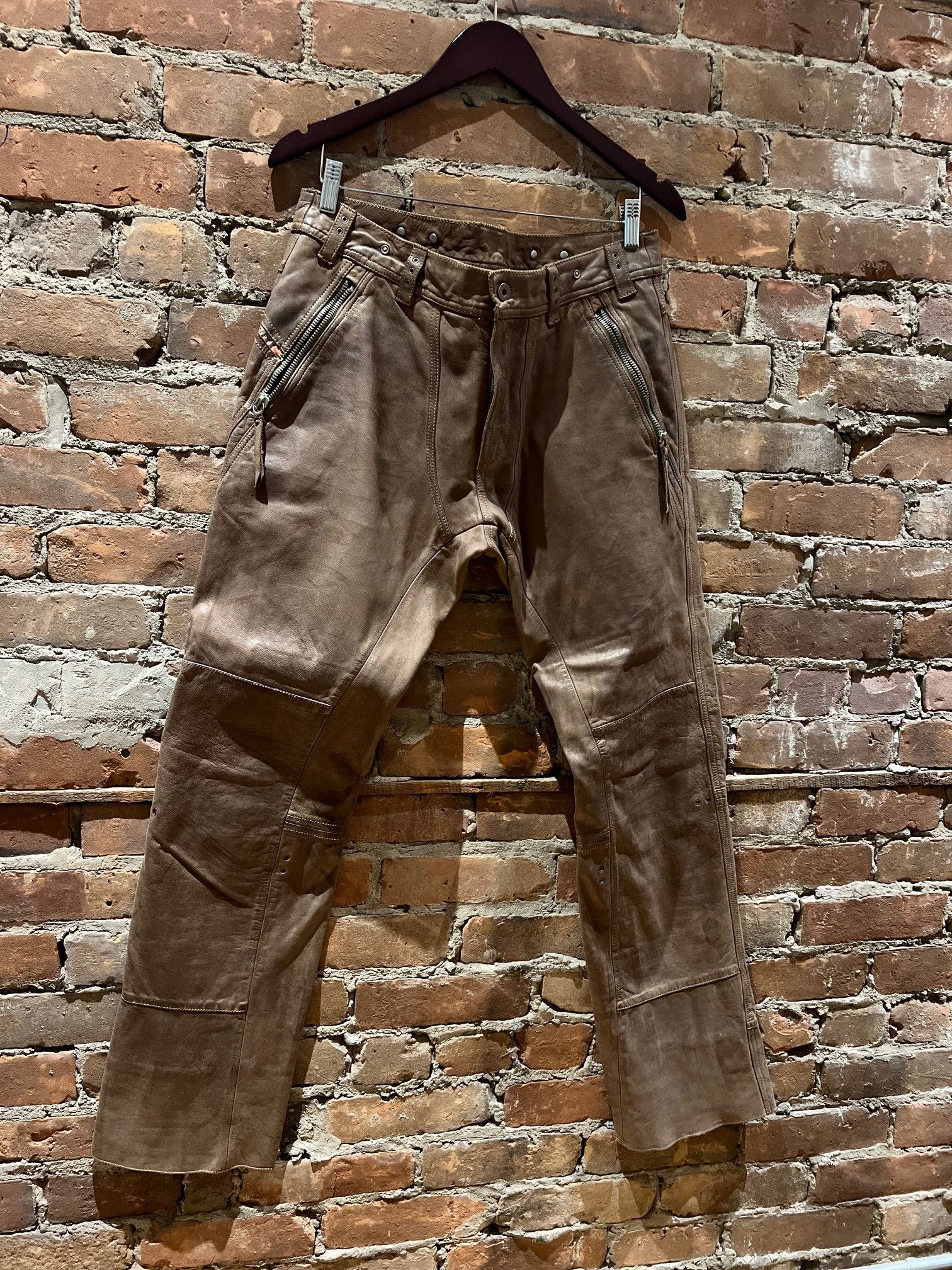 Diesel Diesel “Industry Division” Distressed Brown Leather Pants Size US 32 / EU 48 - 2 Thumbnail