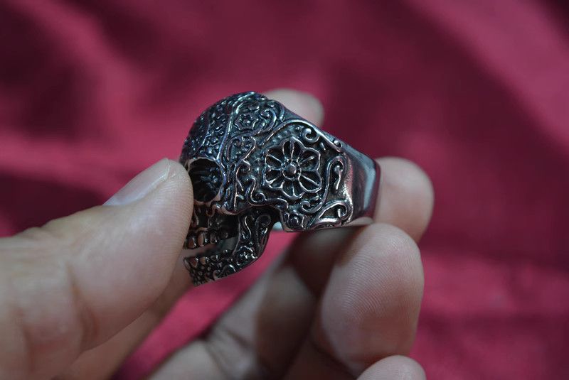 Jewelry Skull Rare Jewelry Rings Open Size Chrome Ring (Size 7-13) Size ONE SIZE - 5 Thumbnail