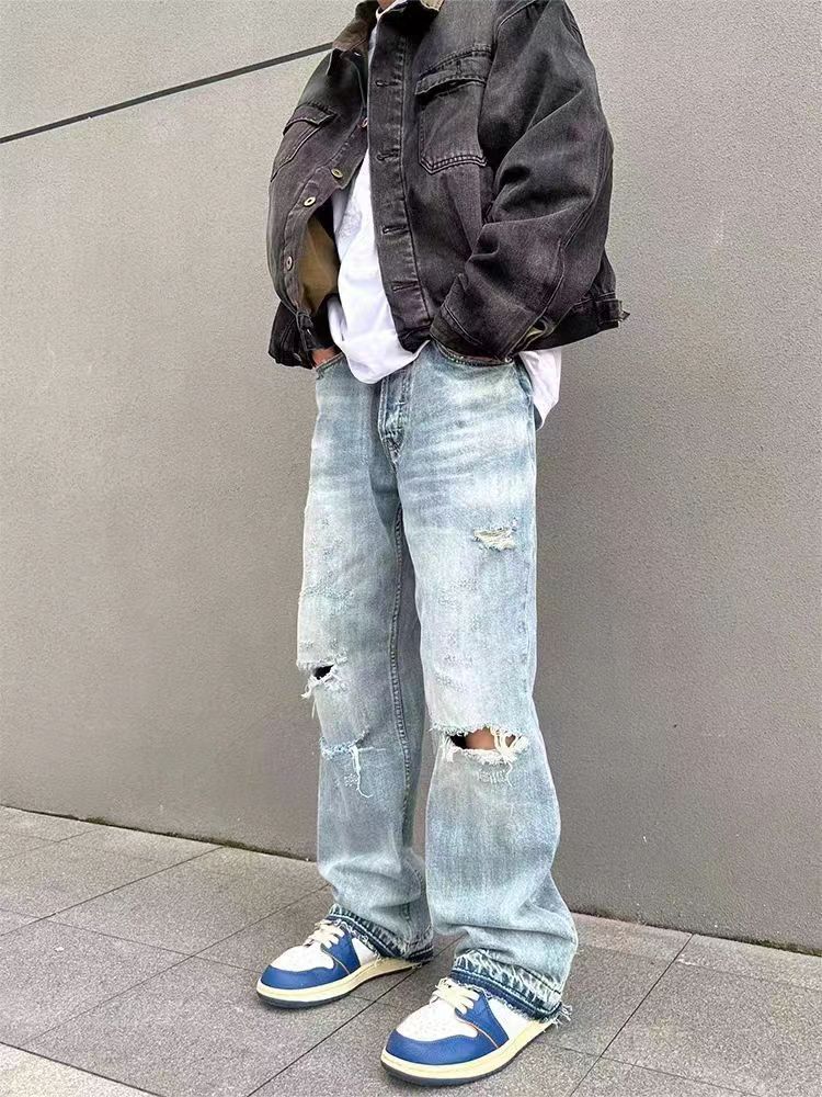 Japanese Brand × Jean Vintage street hip-hop washed and faded ripped jeans Size US 36 / EU 52 - 4 Thumbnail