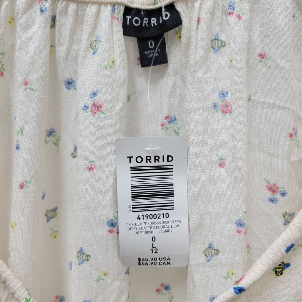 Torrid Torrid Crinkle Gauze Blouson Short Sleeve Ditsy Size 0 Women Size XS / US 0-2 / IT 36-38 - 6 Thumbnail