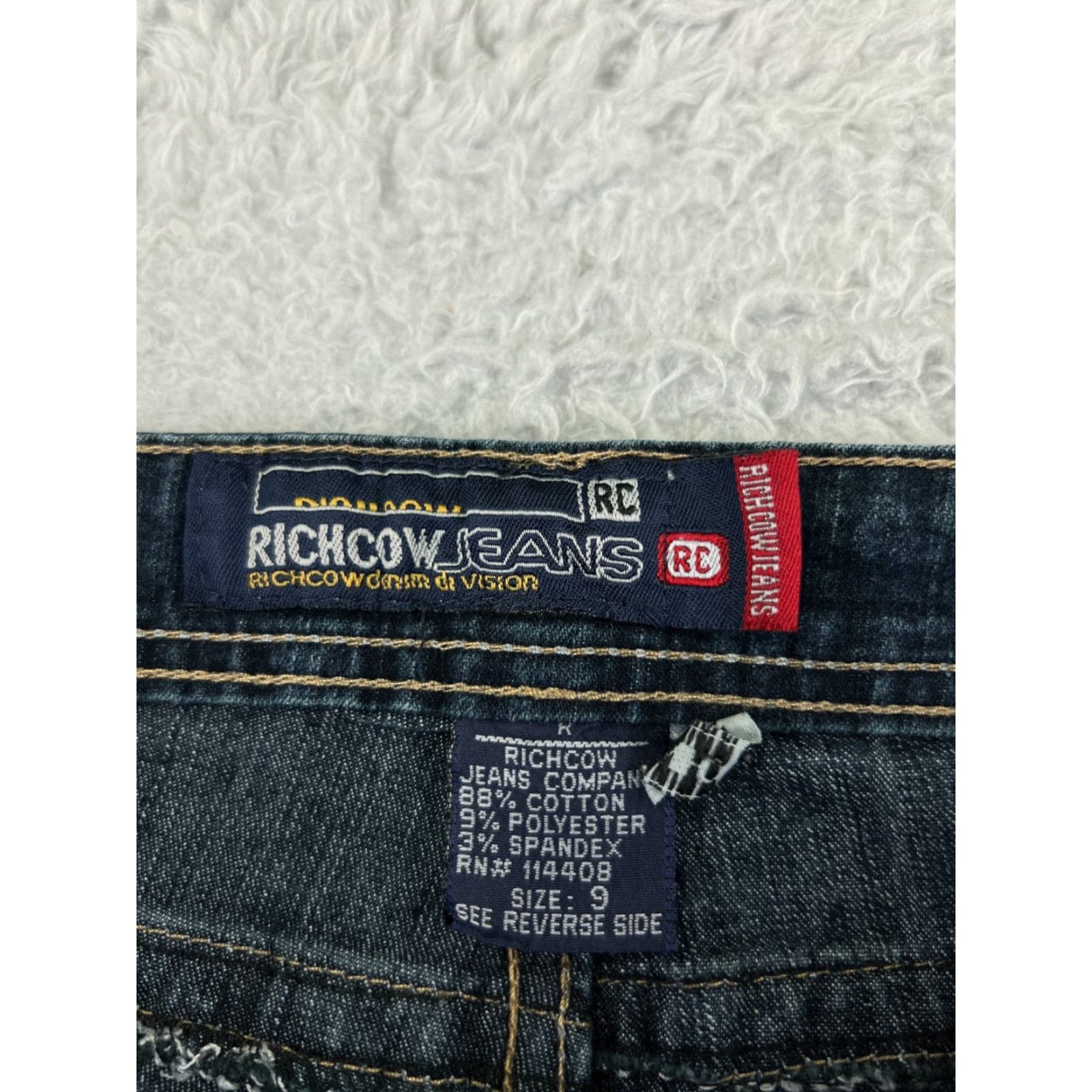 Denime Richcow Jeans Womens 9 Blue Denim Skinny Low Rise Embroidered Dark Wash 5-Pocket Design Regular Stretch Size 30" / US 8 / IT 44 - 6 Thumbnail
