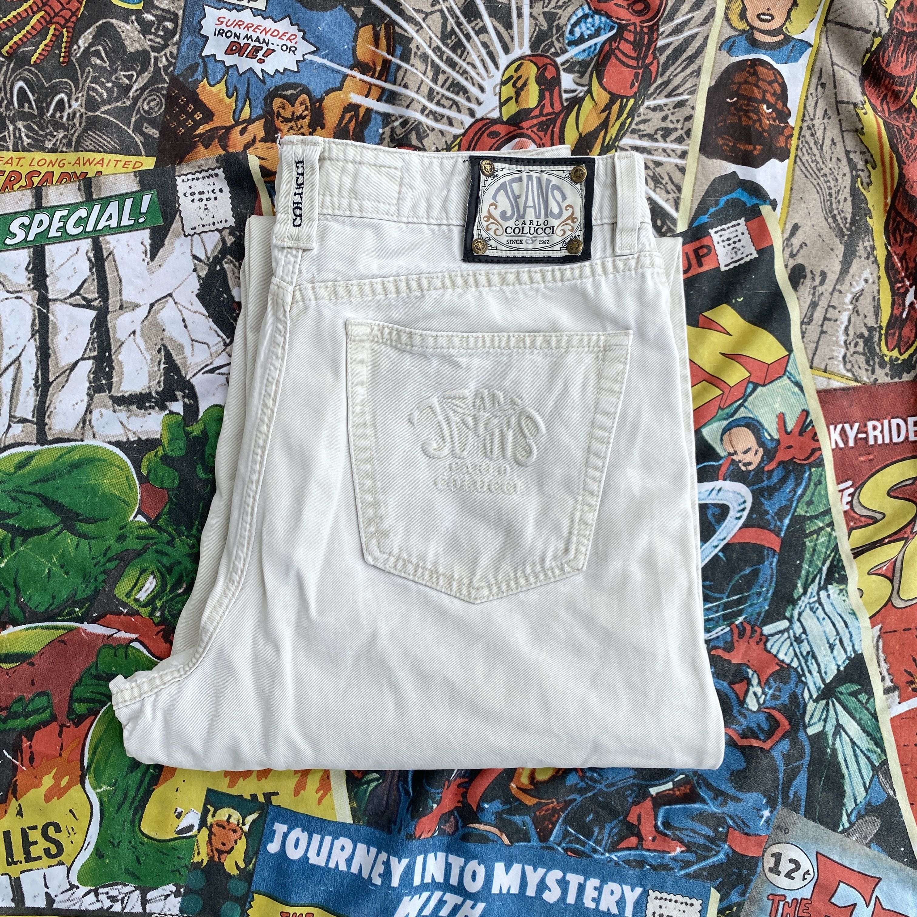 Carlo Colucci × Vintage Carlo Colucci vintage beige jeans - 36 x 34 Size US 36 / EU 52 - 2 Thumbnail