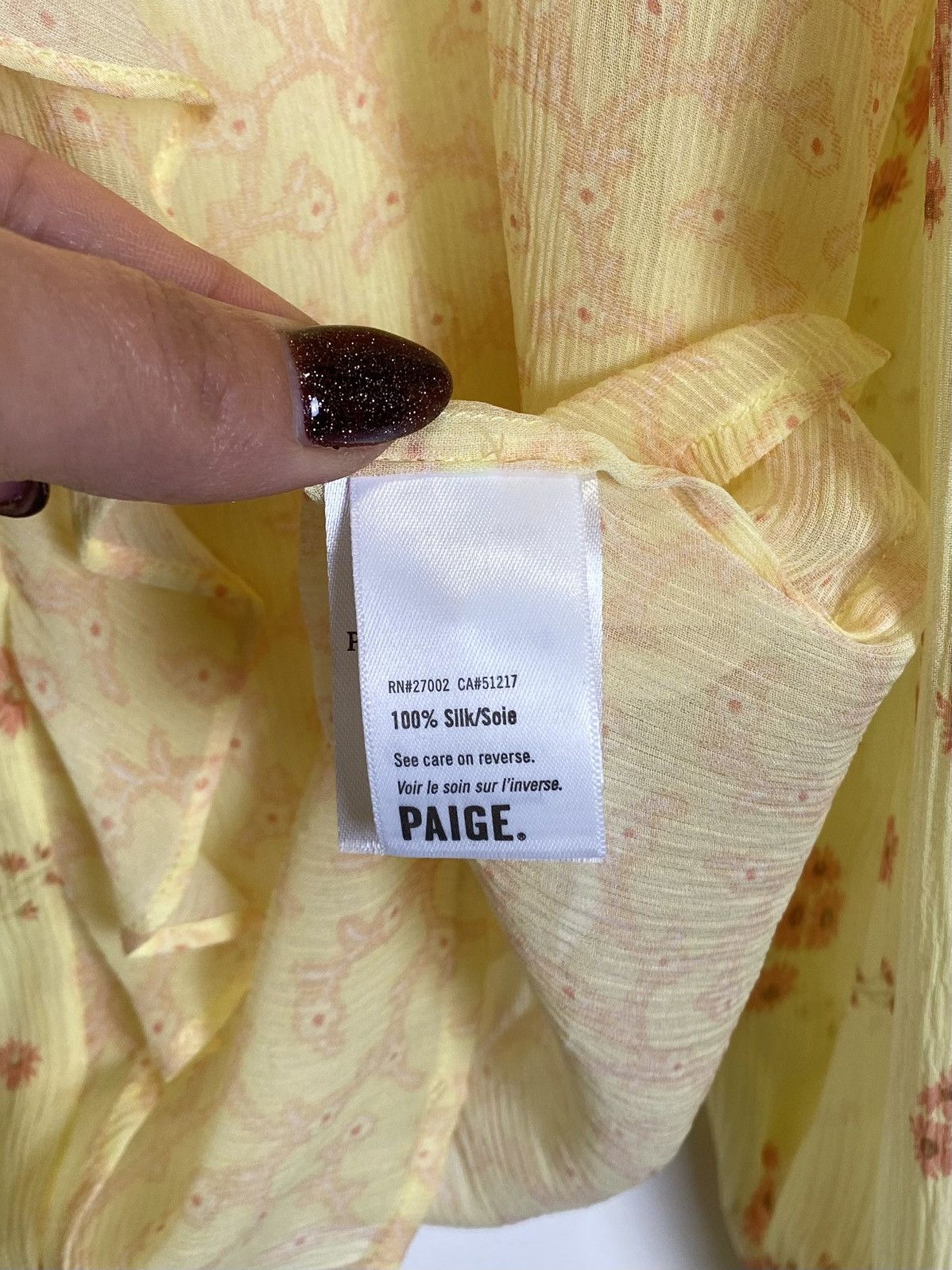Paige Designer Paige Silk Blouse Shirt Ladies Size S Yellow Luxury Size S / US 4 / IT 40 - 6 Thumbnail