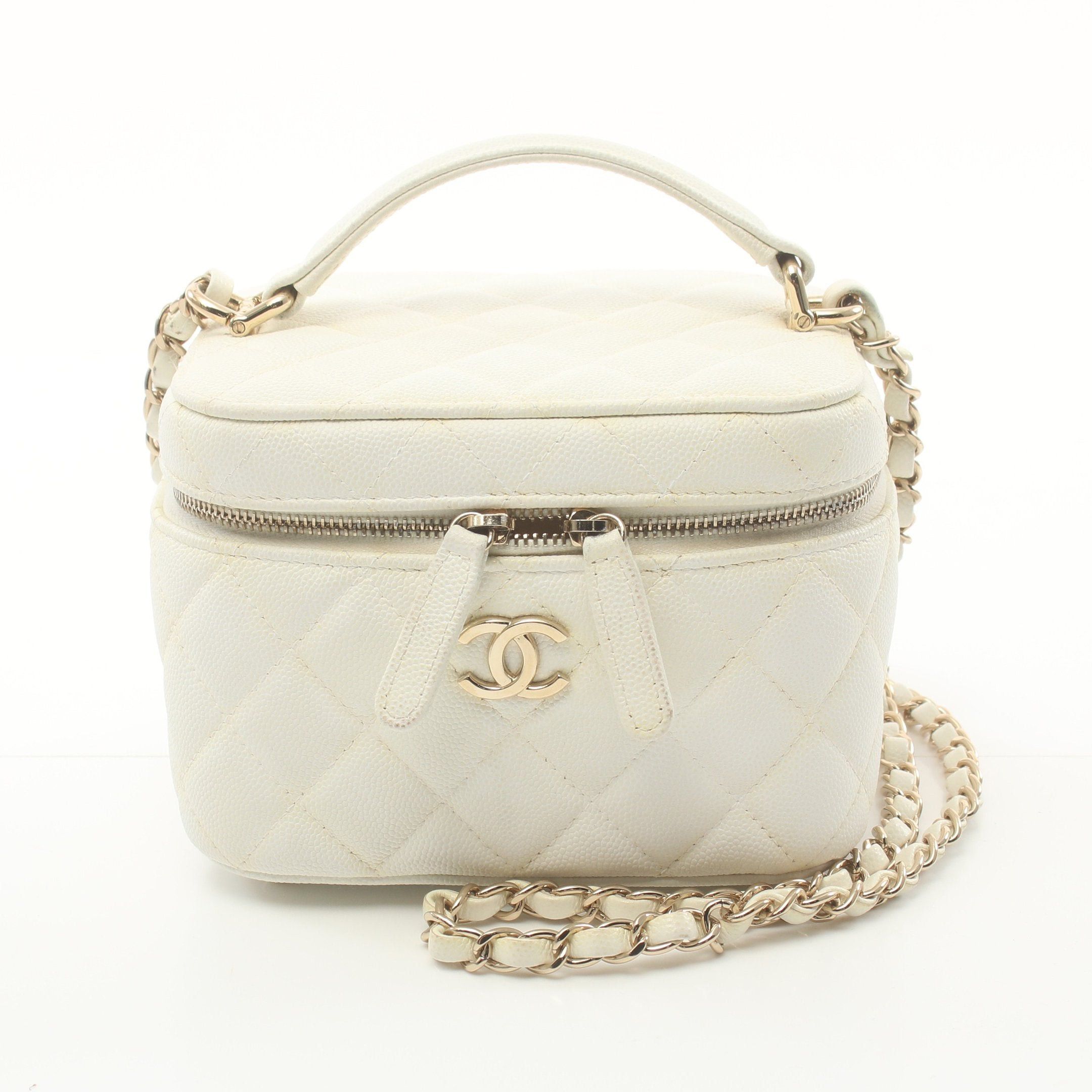 Chanel Chanel Matelasse Handbag Vanity Bag Caviar Skin White Gold Hardware Size ONE SIZE - 1 Thumbnail