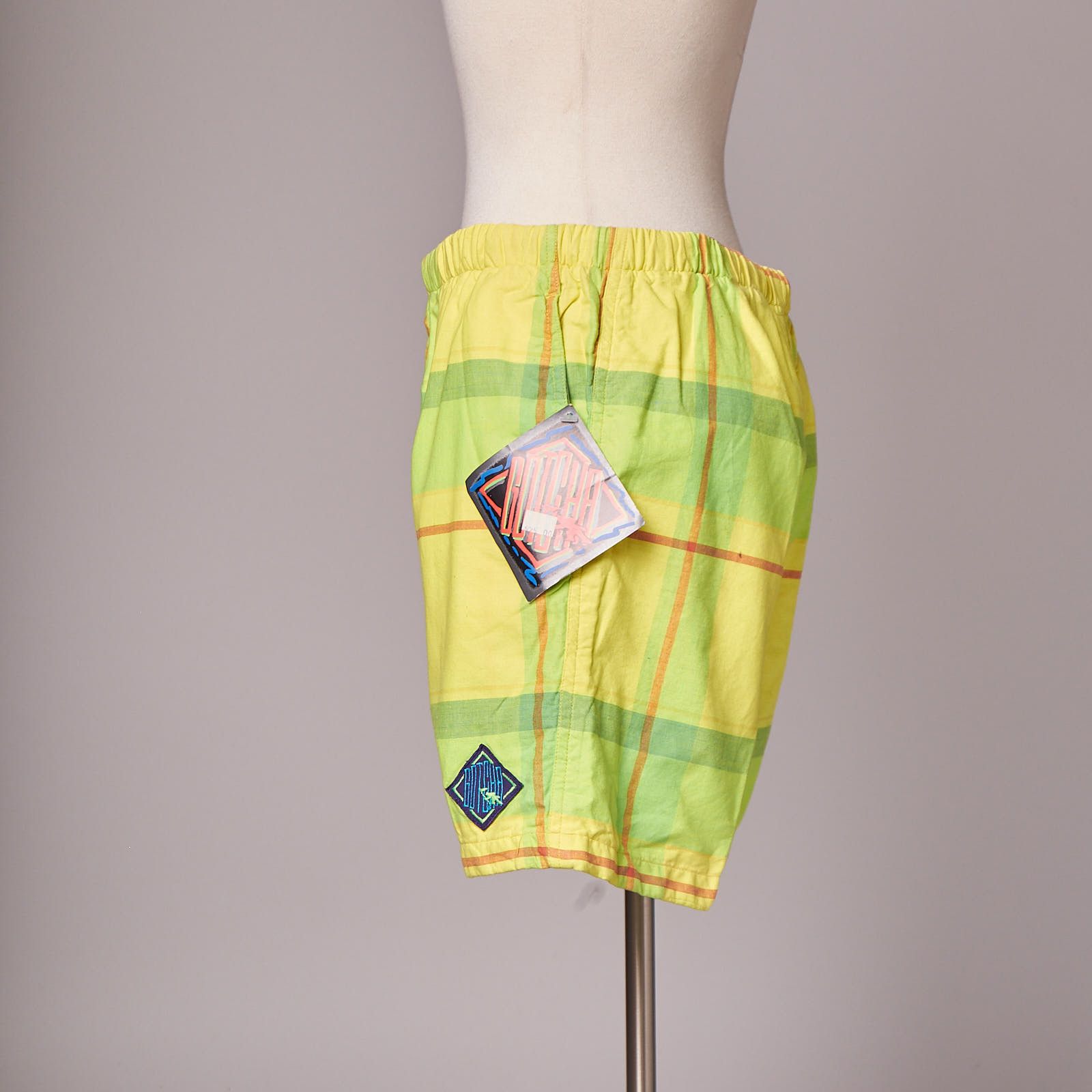 Gotcha 1990s Yellow Plaid Gotcha Surf Board Shorts Deadstock Size US 28 / EU 44 - 2 Thumbnail