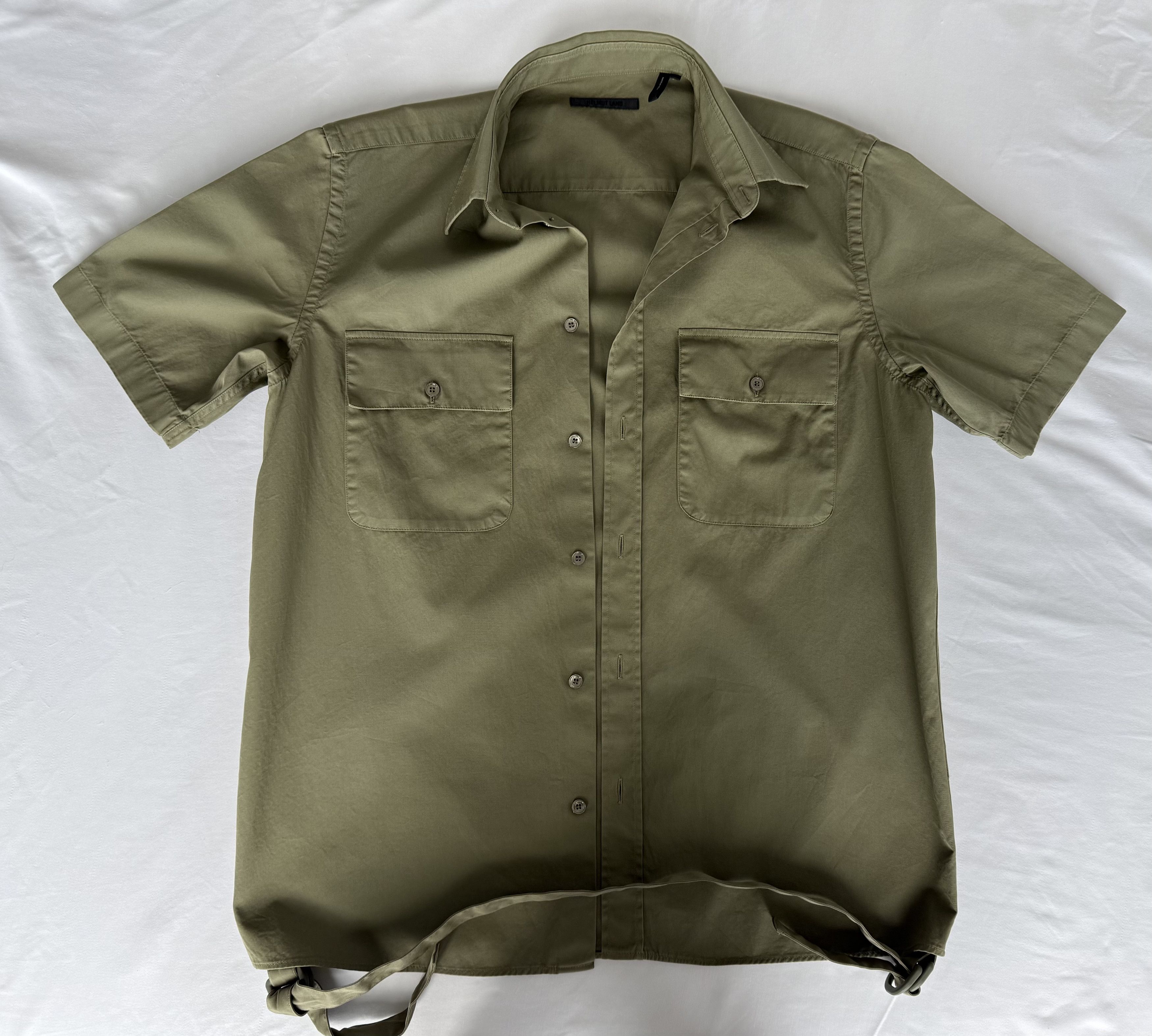 Helmut Lang Helmut Lang Olive Green Short Sleeve Button Shirt XS Size US XS / EU 42 / 0 - 5 Thumbnail
