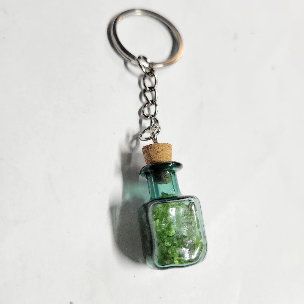Handmade Hand crafted Olivine crystal mini bottle pendant keychain Size ONE SIZE - 1 Thumbnail