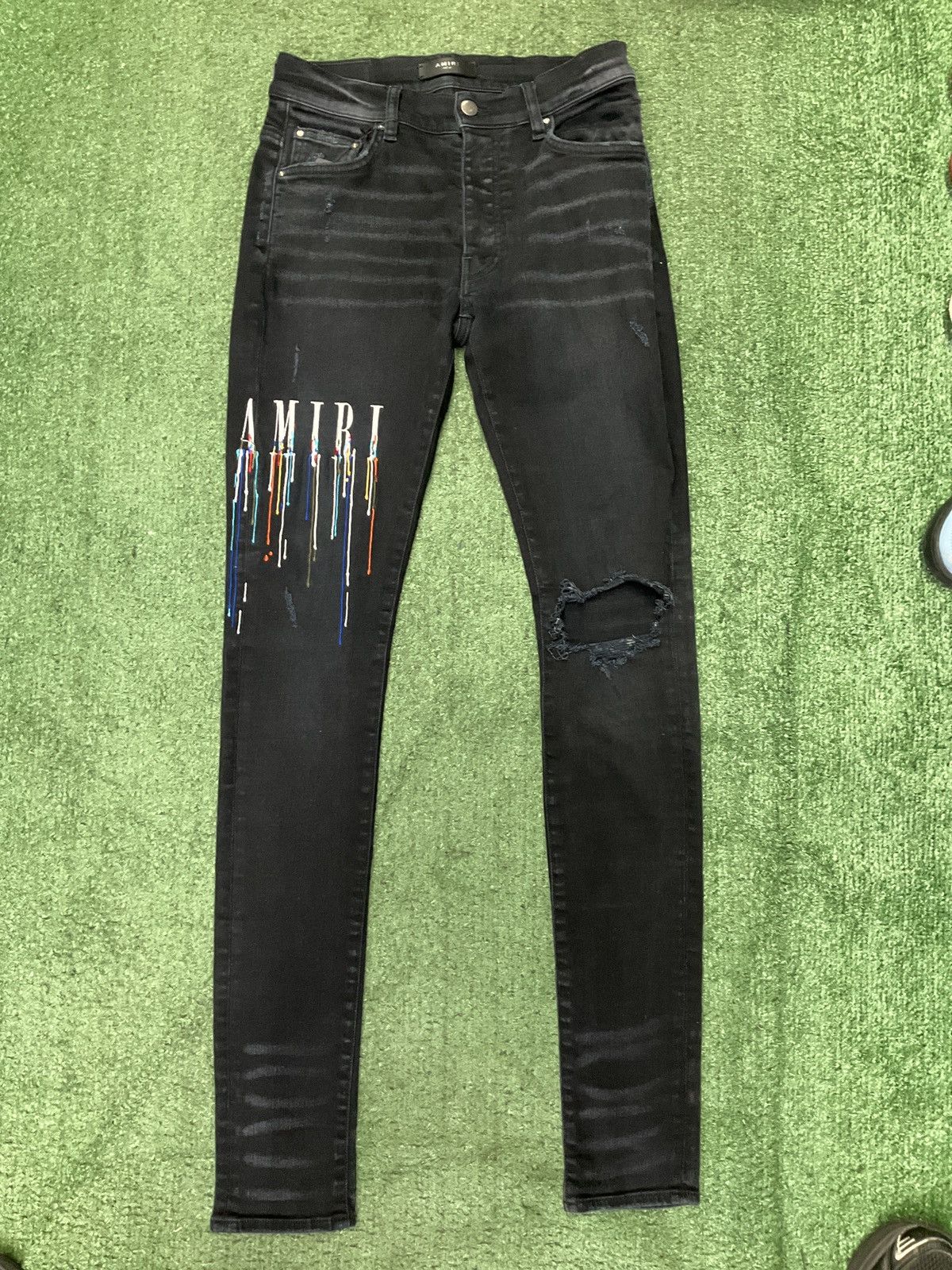 Amiri Amiri MX1 Drip Logo Black Jeans Size US 28 / EU 44 - 1 Thumbnail