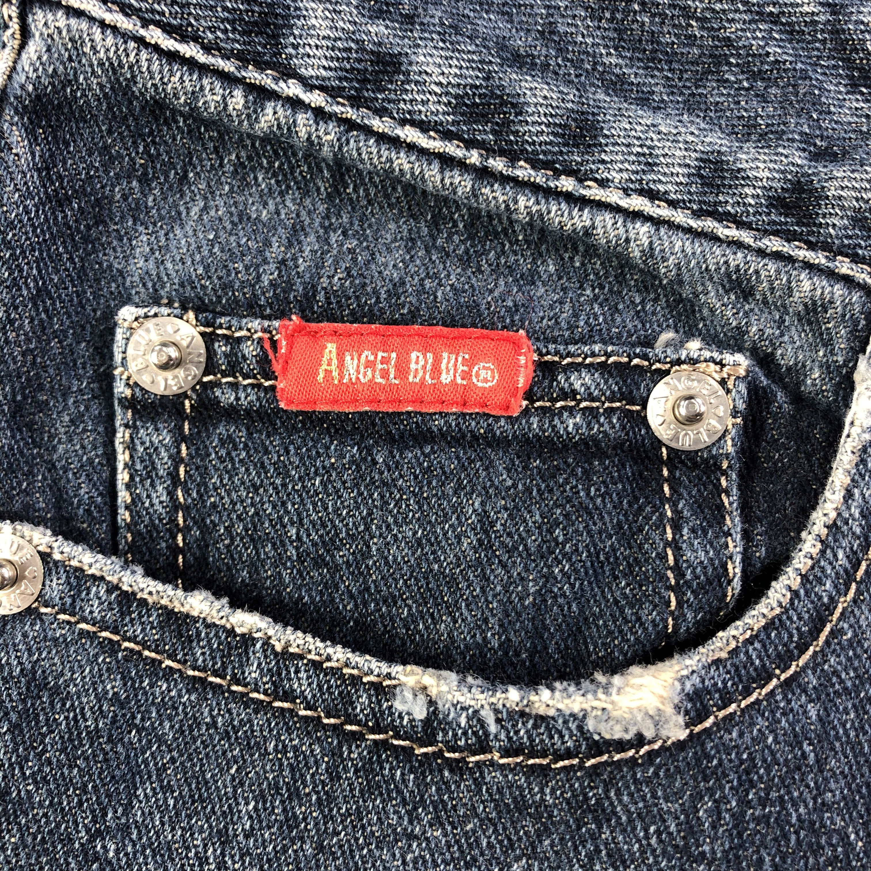 Japanese Brand Angel Blue Patchwork Flared Jeans KJ1980 Size 30" / US 8 / IT 44 - 8 Thumbnail