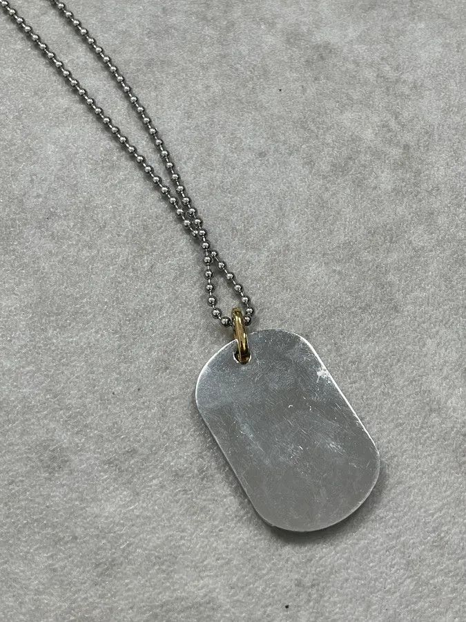 Dolce & Gabbana Dolce & Gabbana Black Metal Dog Tag Necklace Gold Heart Logo Size ONE SIZE - 5 Thumbnail