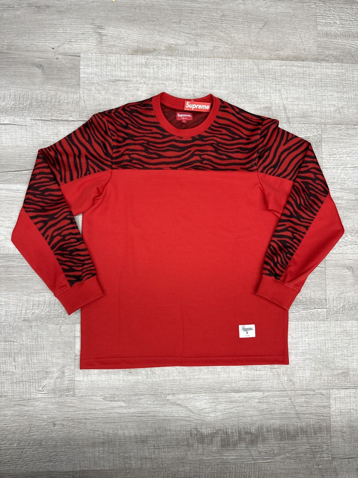 image of Fw19 Supreme Zebra L/s Top in Red, Men's (Size Small)