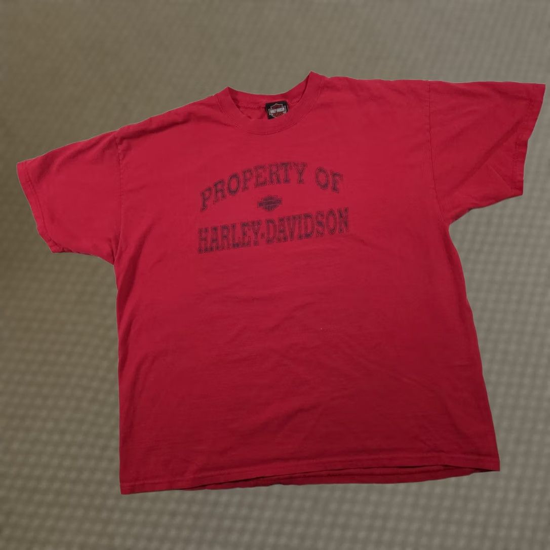 Harley Davidson VINTAGE Harley-Davidson Shirt Mens 2XL Property Of Kansas City Motorcycle Graphic Red Crew Neck Short Sleeve Cotton Graphic Print Mens Size US XXL / EU 58 / 5 - 1 Thumbnail