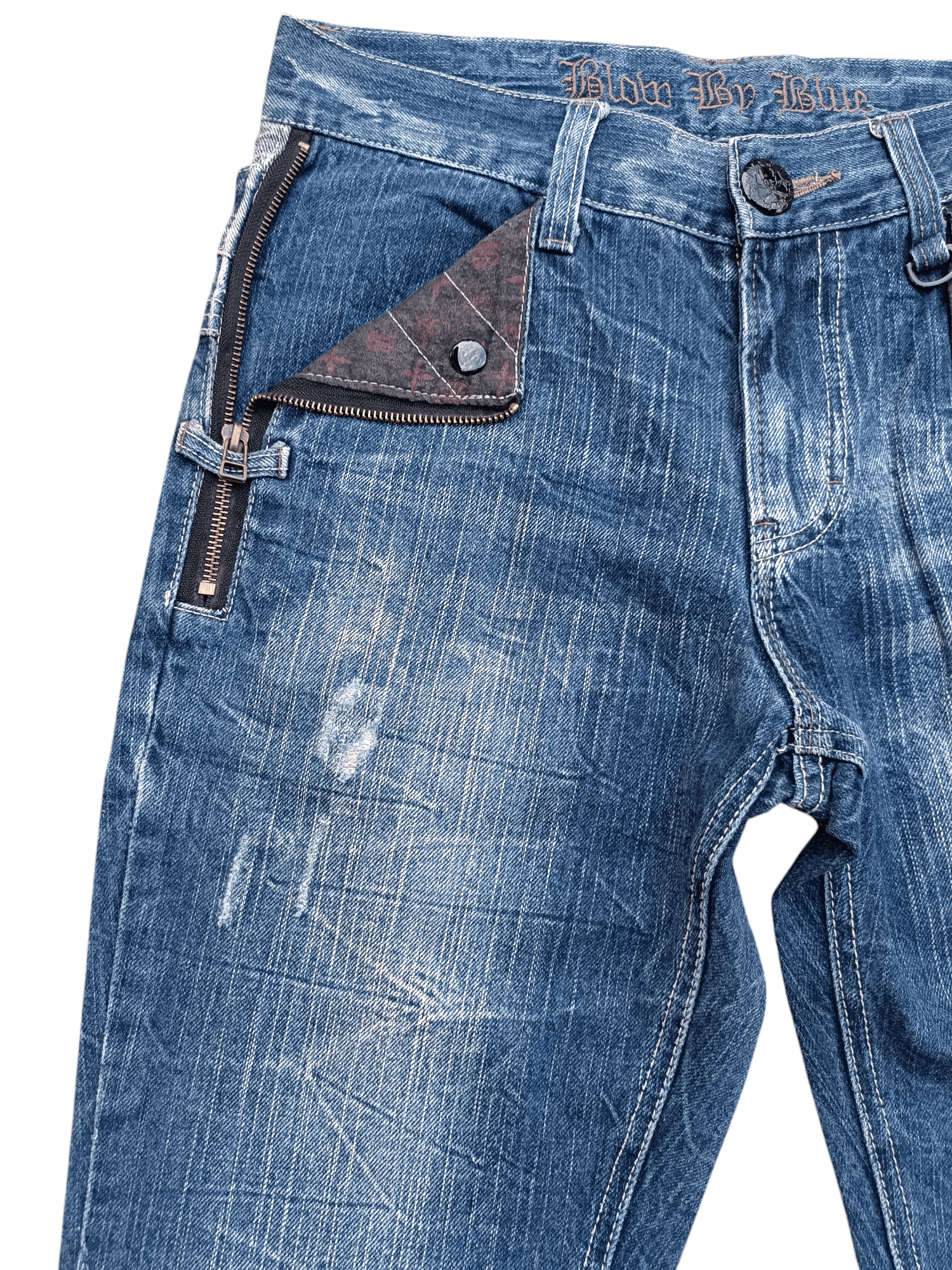 Japanese Brand FLARED 🔥 BLOW BY BLUE FLASH FADED JEANS Size US 31 - 13 Thumbnail