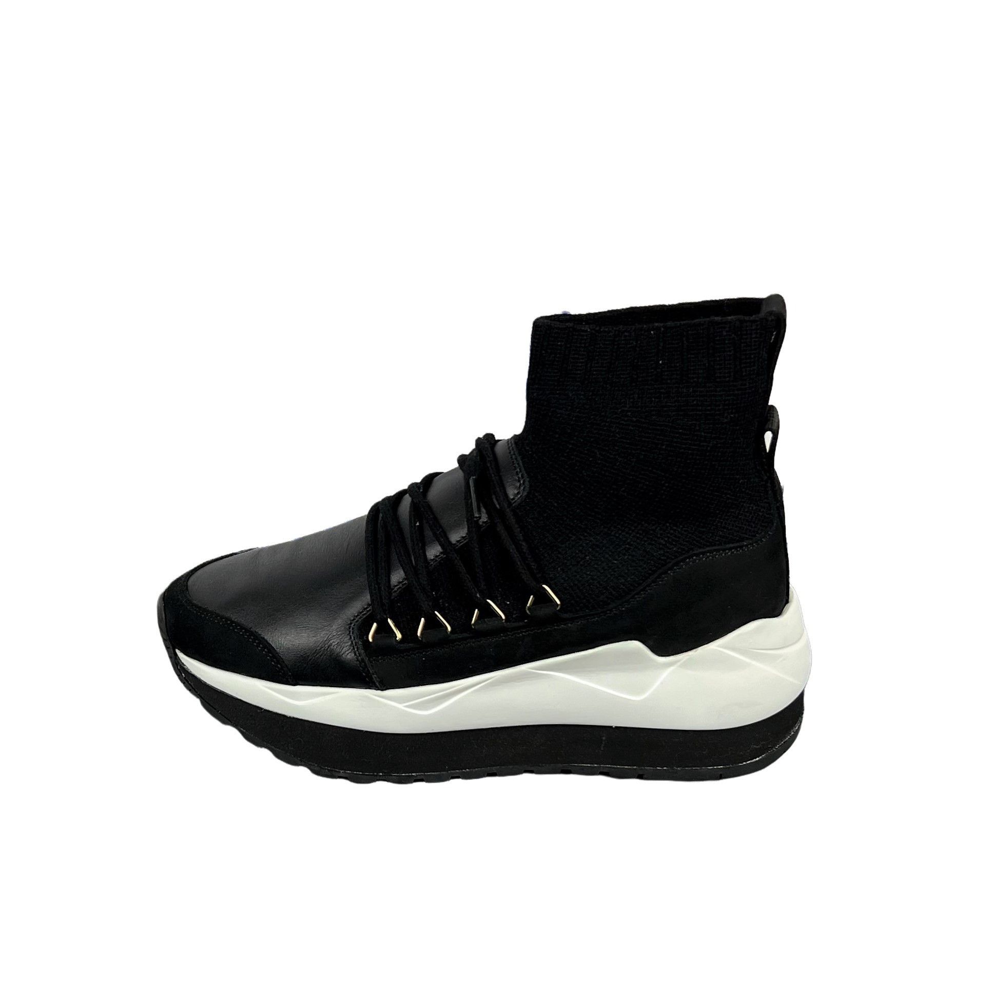 Buscemi Buscemi Run1 Sock Wedge Black Leather Sneakers US 7 Sample Size US 7 / IT 37 - 8 Thumbnail