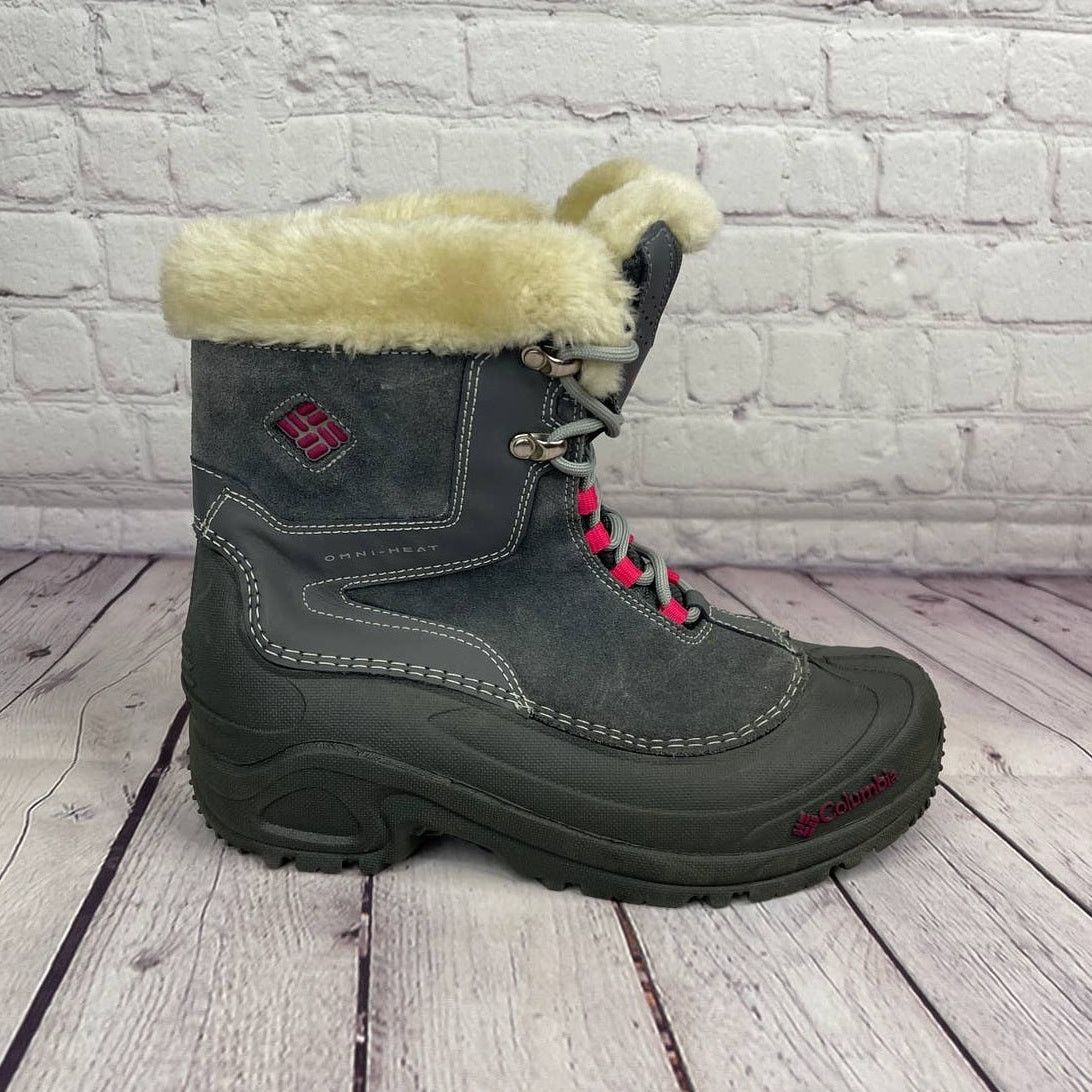 Columbia Columbia Omni-Heat Gray Pink Winter Snow Boots Girl Sz 6/W 8 Size US 6 / IT 36 - 1 Thumbnail