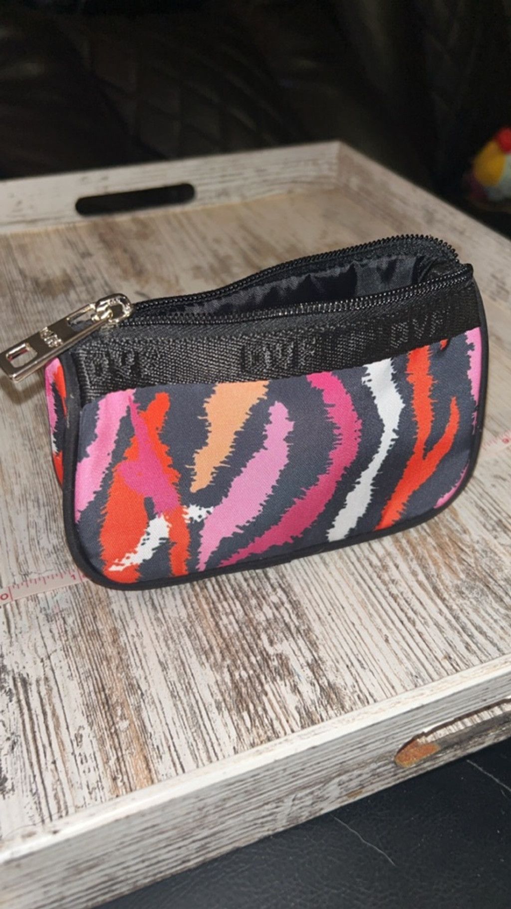 Other Women's DVF One Size Cosmetic Bag Black Pink Orange Zebra p Size ONE SIZE - 2 Thumbnail