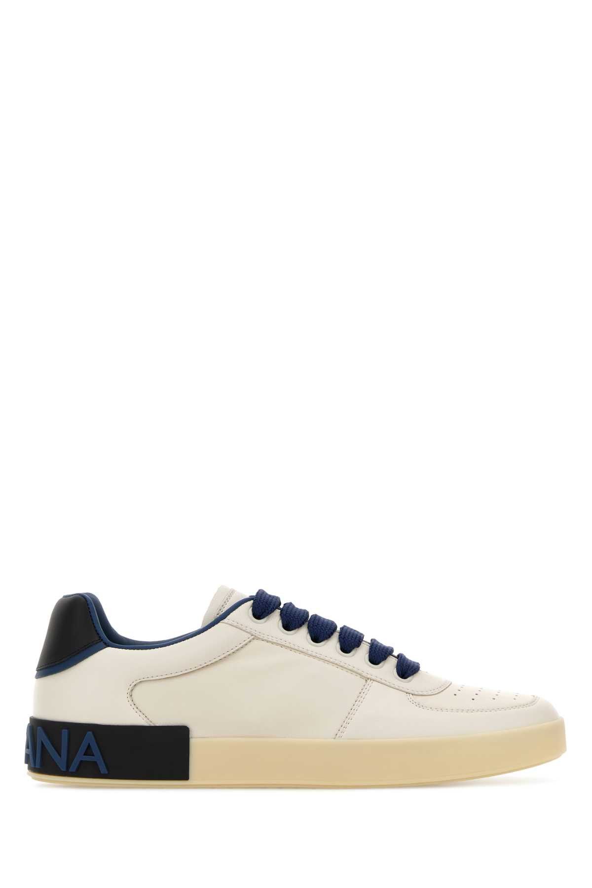 Dolce & Gabbana Ivory Leather Portofino Sneakers Size US 8 / EU 41 - 1 Thumbnail
