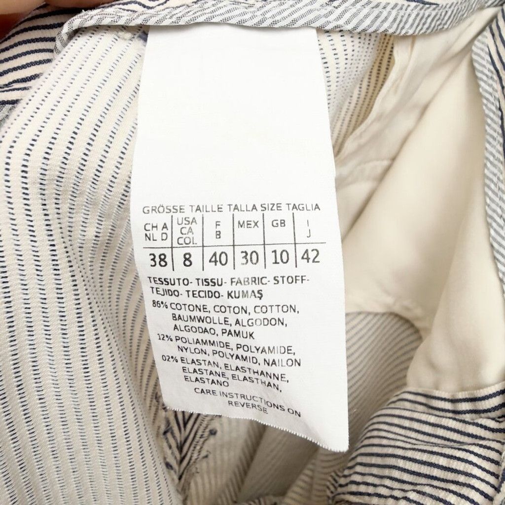 Weekend Max Mara MAXMARA Slim Stripe Cigarette Sailor chic Navy/Ivory Pants 8 Size 30" / US 8 / IT 44 - 8 Thumbnail