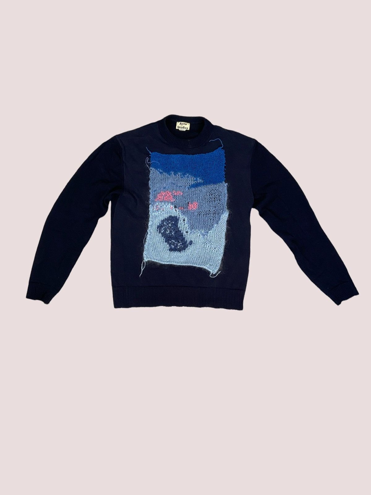 Acne Studios Acne Studios Navy Knit Sweater Unique Patch Artwork Size US M / EU 48-50 / 2 - 1 Thumbnail