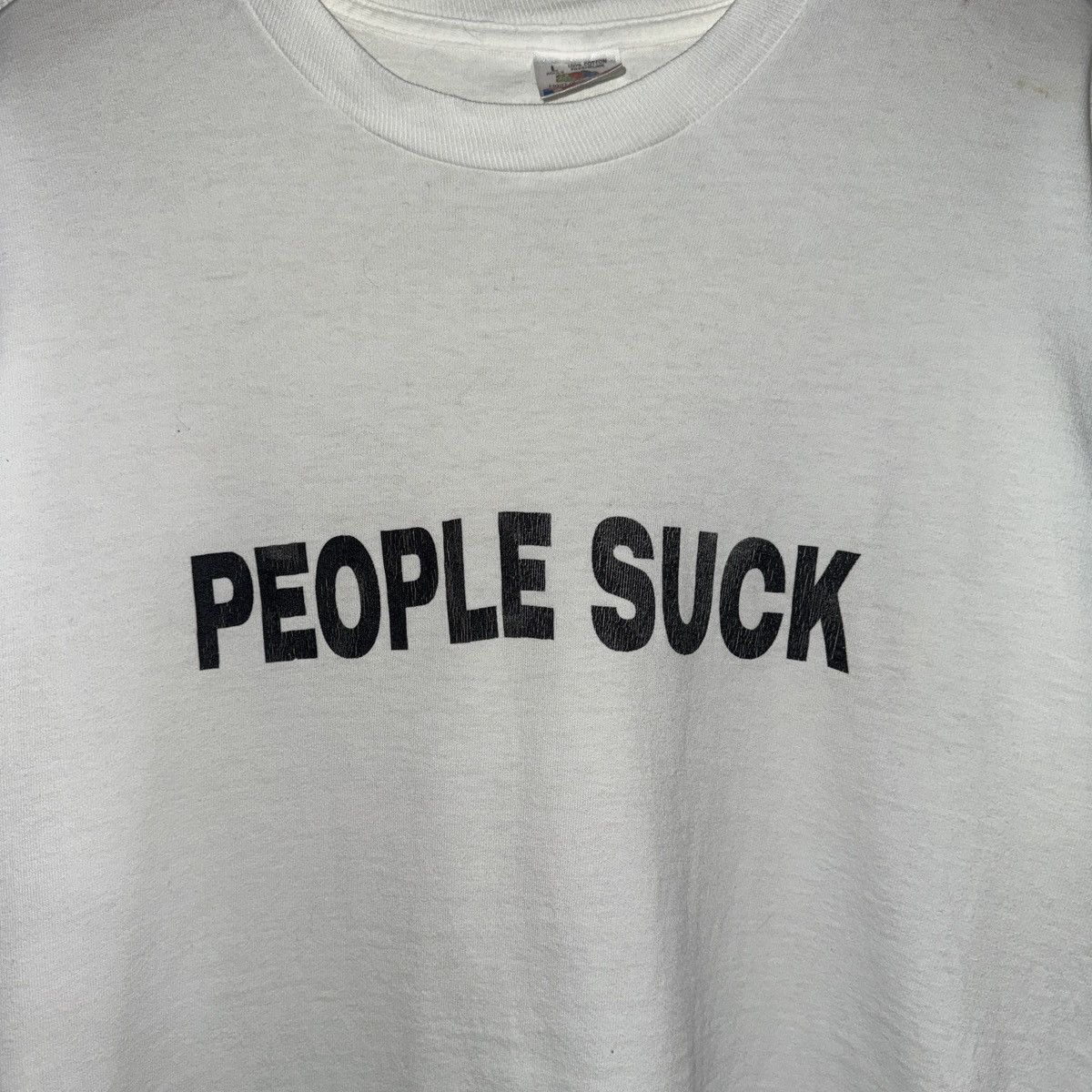Vintage Vintage Made In USA Single Stitch White Tee “People Suck” Size US M / EU 48-50 / 2 - 4 Thumbnail