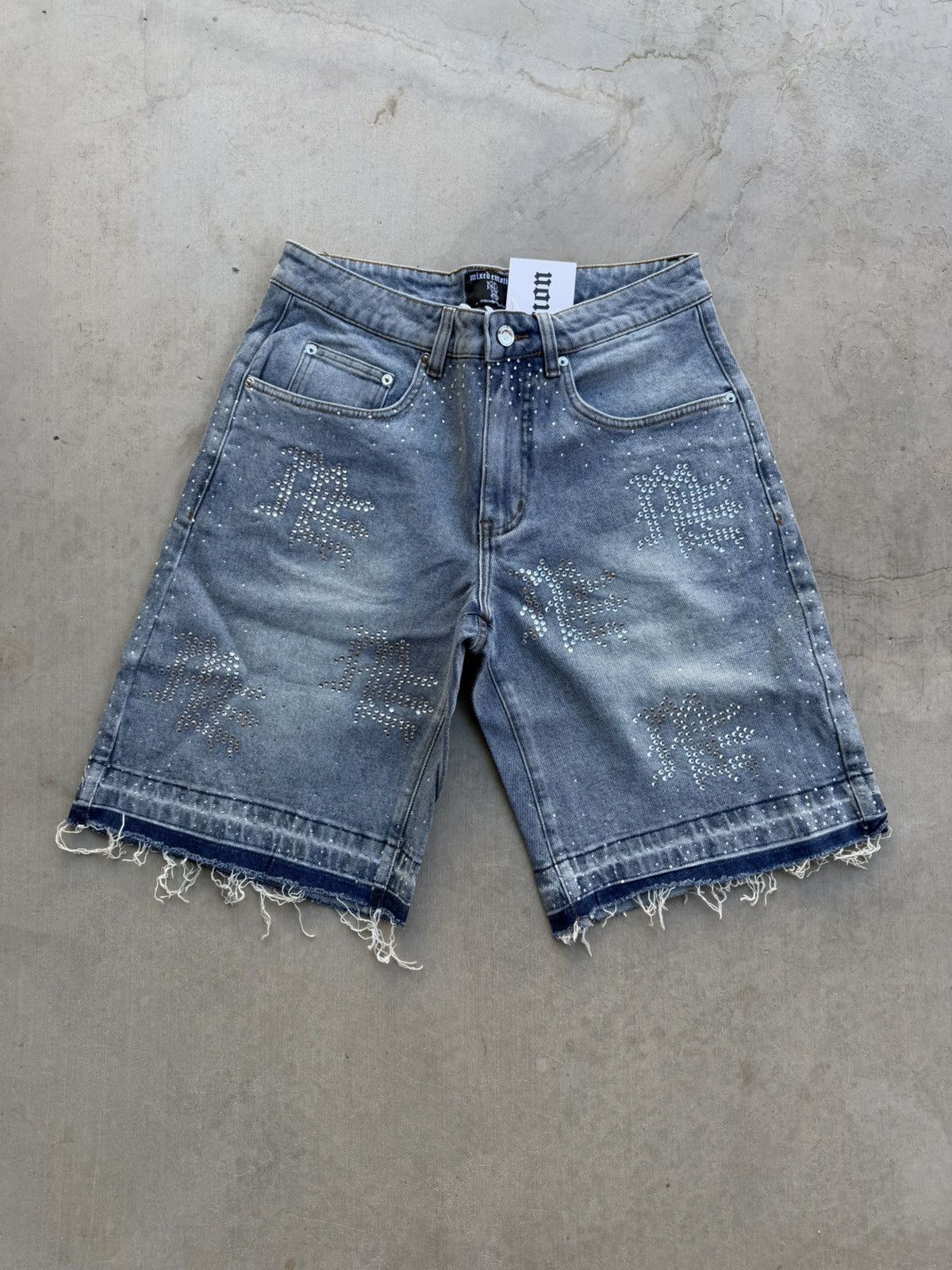 Other Mixed Emotions Rhinestone Denim Shorts 30 NWT Size US 30 / EU 46 - 1 Thumbnail