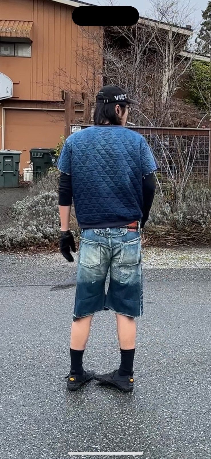 Kapital Selvedge Buckle Back Crash Boro Denim Shorts jort 5 pockets Size US 36 / EU 52 - 19 Thumbnail