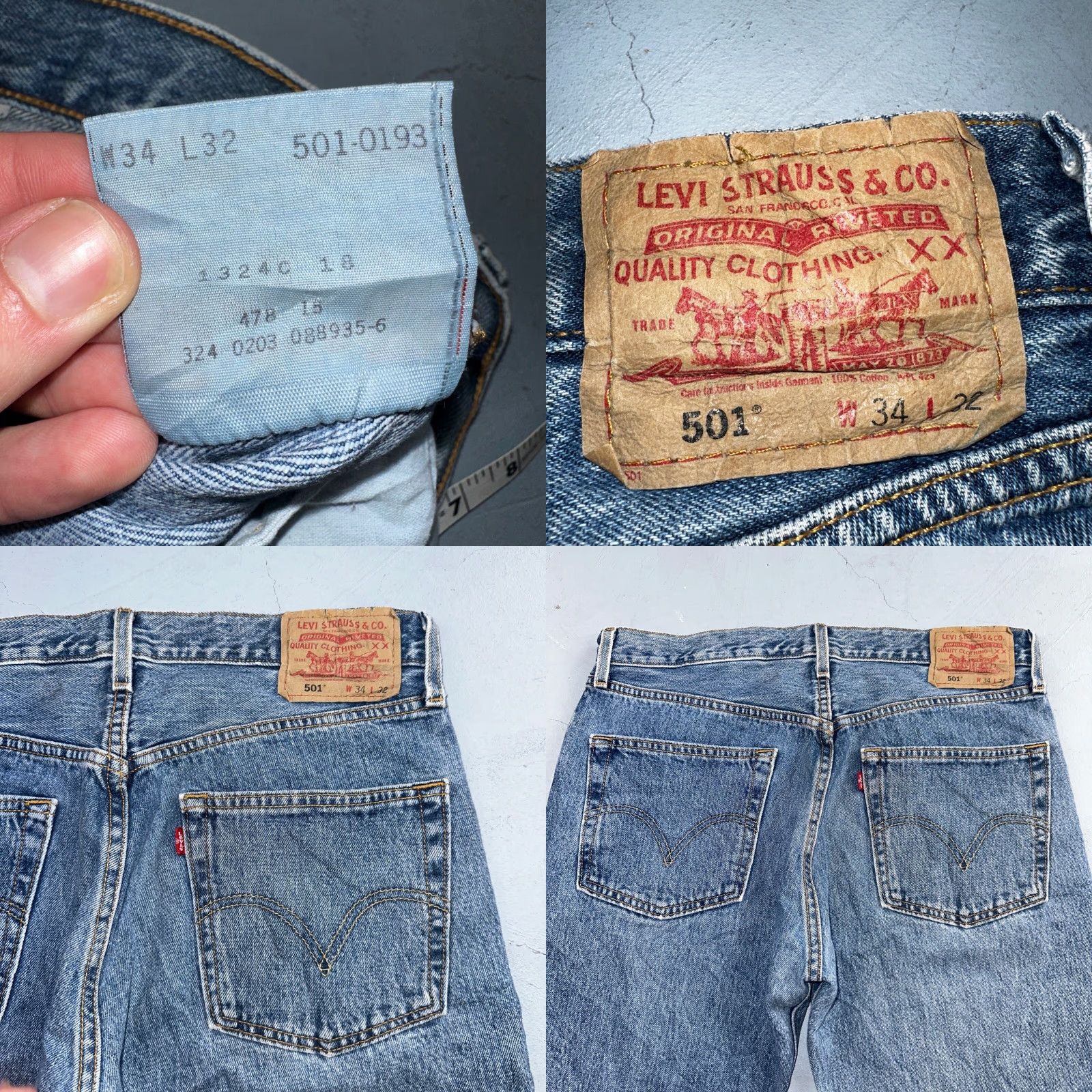 Levi's VINTAGE Levi's 501 Jeans 34x32 Blue Medium Wash 90s Straight Mens Regular Denim Cotton Button Size US 34 / EU 50 - 9 Thumbnail