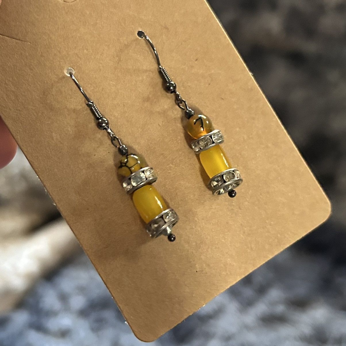 Handmade Handcrafted elegant genuine stone cat eye glass earrings Size ONE SIZE - 1 Thumbnail