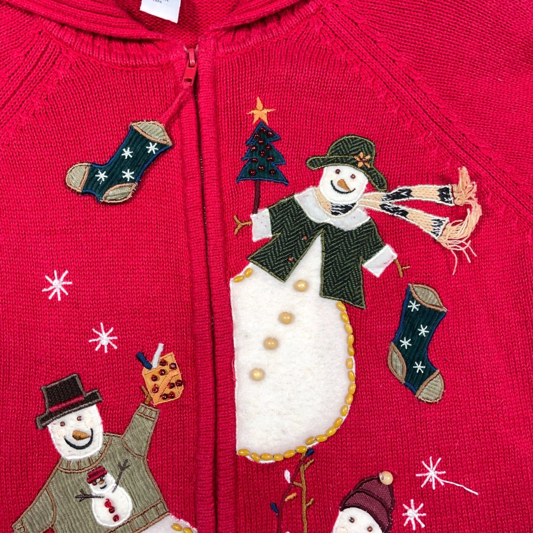 Vintage VINTAGE Tiara International Christmas Cardigan Women XL Red Knit Heavyweight Ugly 90s Snowman Size XL / US 12-14 / IT 48-50 - 7 Thumbnail