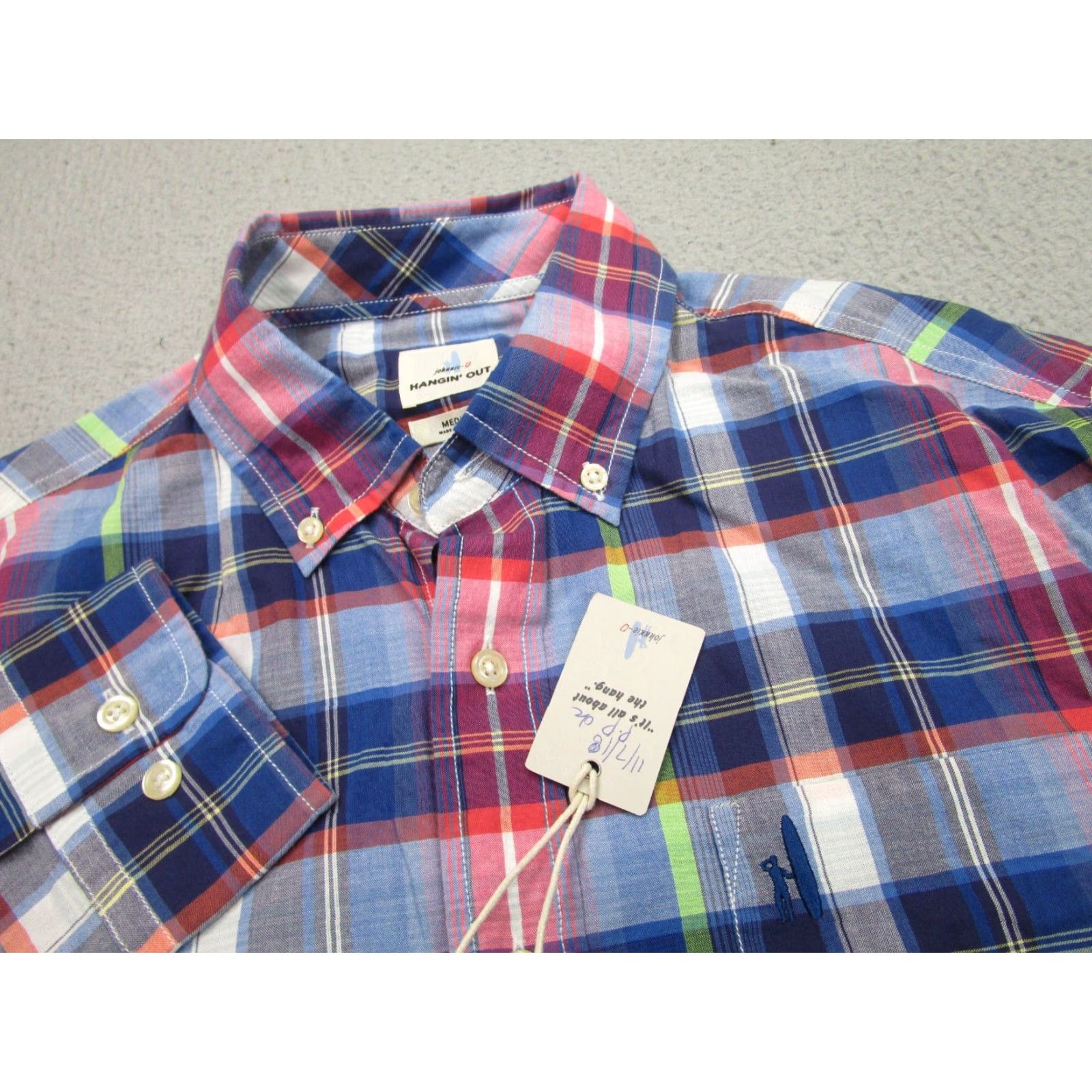 johnnie-O johnnie-O Shirt Mens Medium Button-Down Plaid Cotton Casual Adult Blue Size US M / EU 48-50 / 2 - 4 Thumbnail